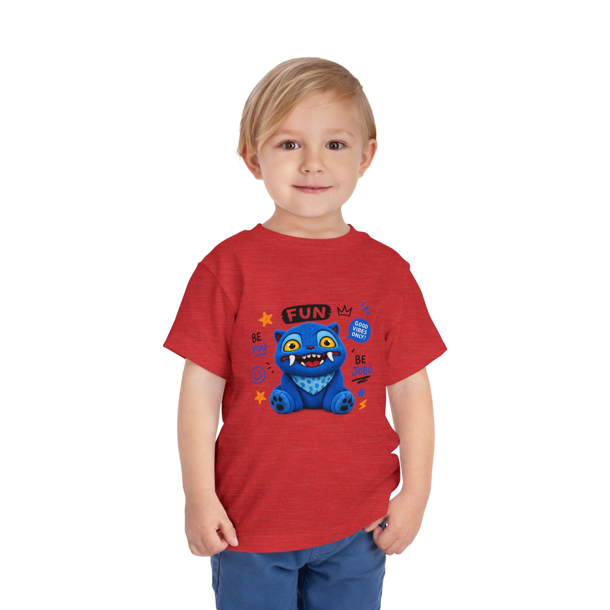 Fun Blue Monster Toddler Tee — "Be You Be Jobo" Graphic Shirt