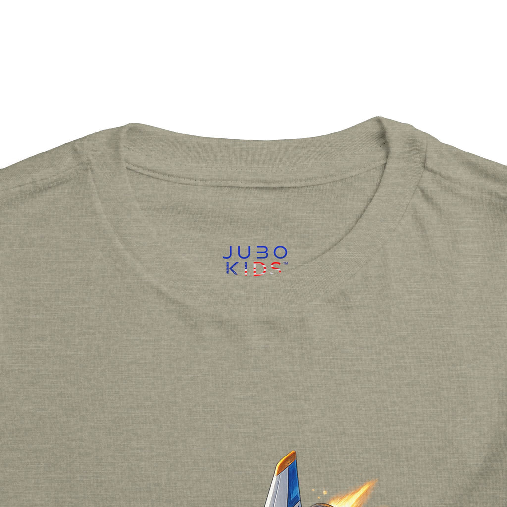 Toddler Tee — Blue & Yellow Spaceship Rocket Graphic