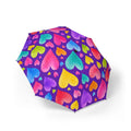 Foldable Umbrella – Colorful Watercolor Hearts Print, Compact Semi‑Automatic Rain Umbrella