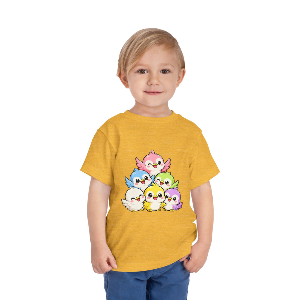 Toddler Tee — Cute Rainbow Baby Birds Graphic Shirt