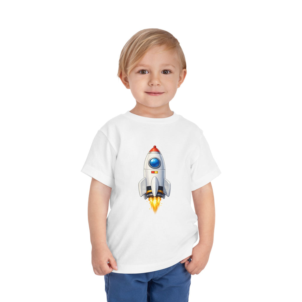 Toddler Rocket Tee — Cute Space Rocket Graphic Short Sleeve Shirt for Kids
