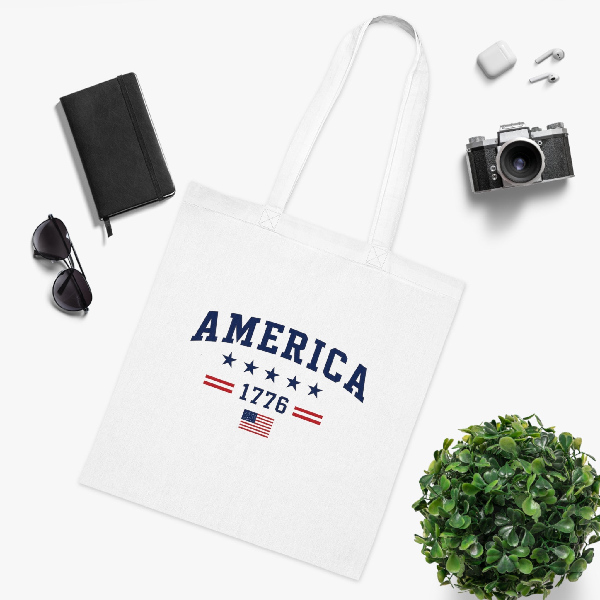 USA Cotton Tote Bag – Patriotic American 1776 Flag
