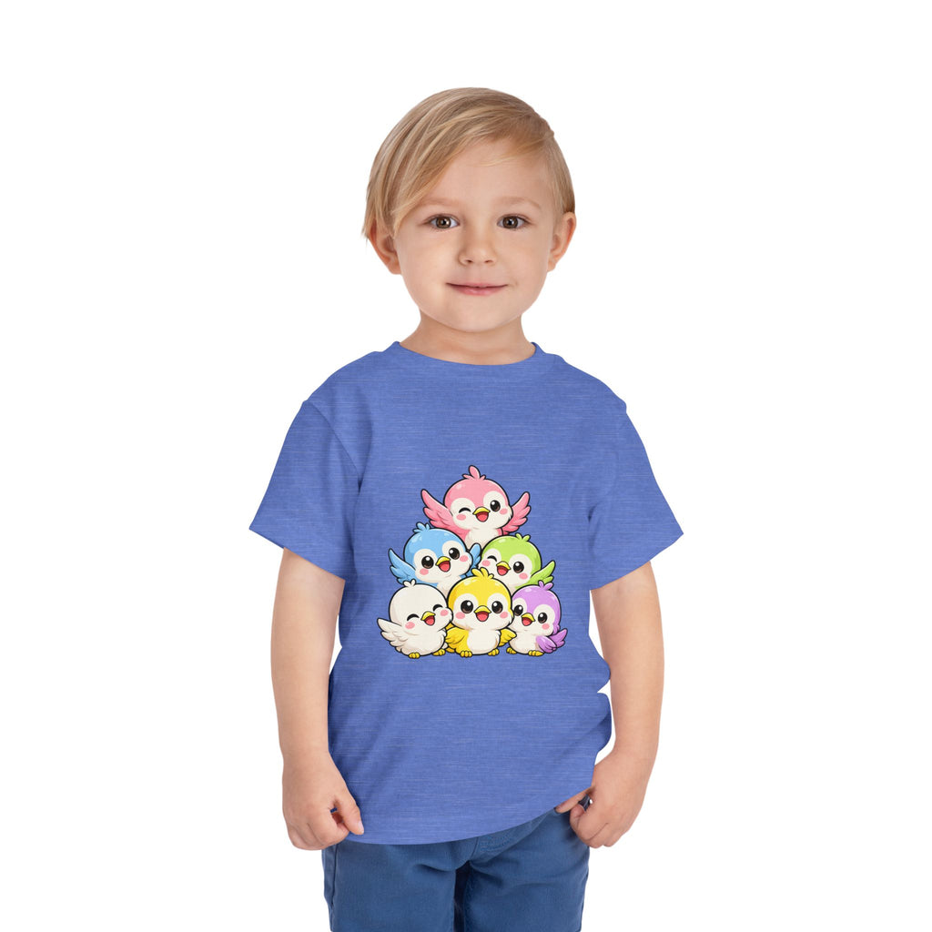 Toddler Tee — Cute Rainbow Baby Birds Graphic Shirt