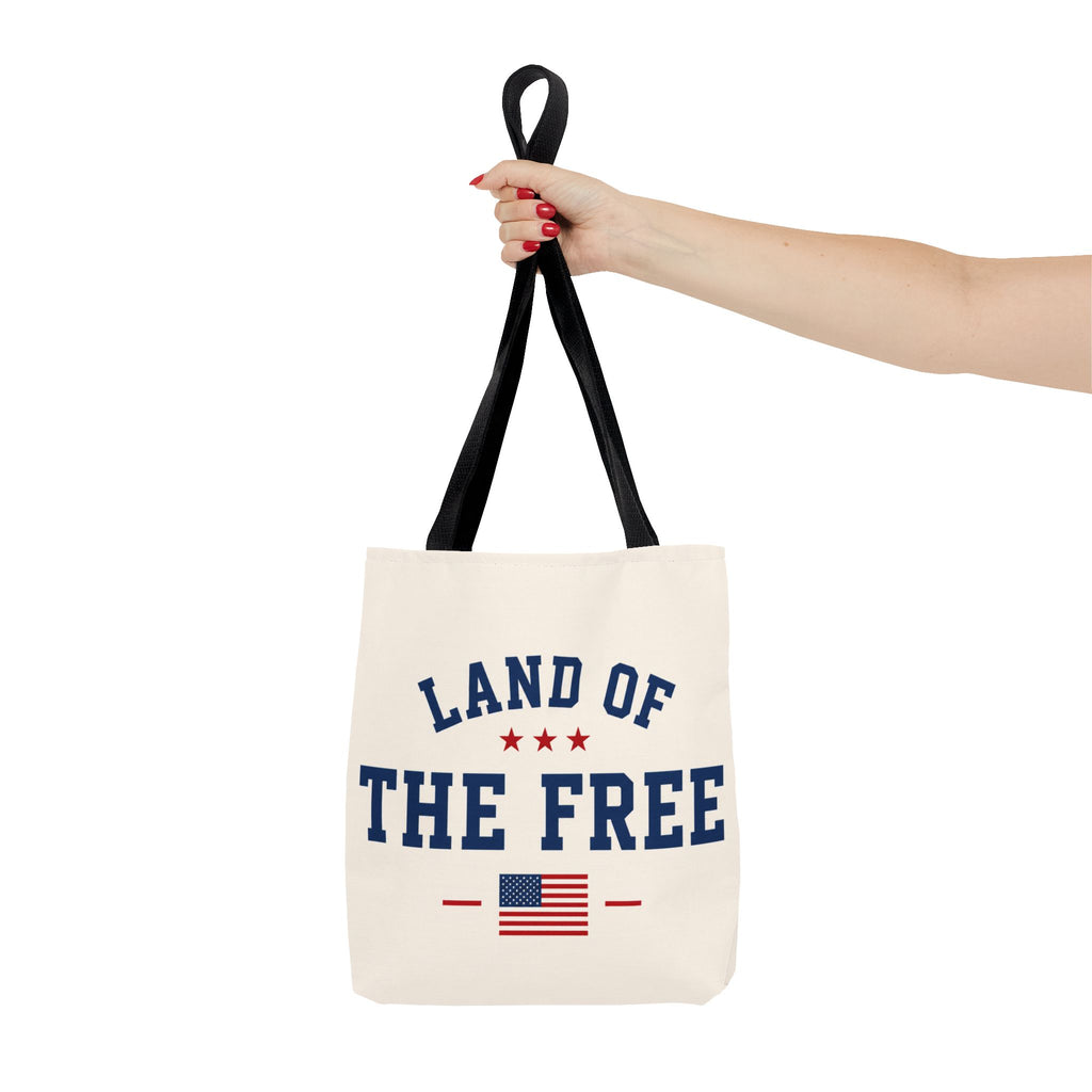 Land of the Free Canvas Tote Bag | Patriotic USA Tote | Reusable Cotton Shopping Bag | American Flag Gift | Everyday Beach Tote