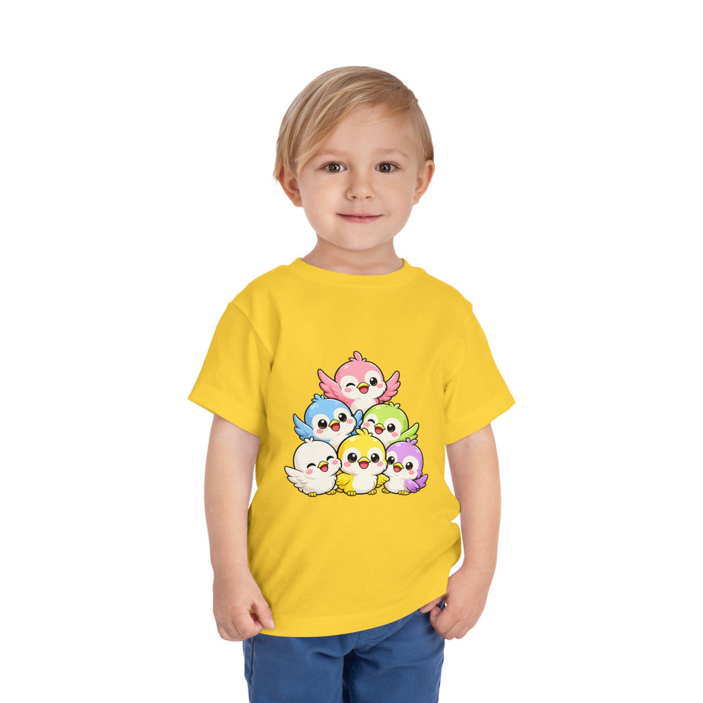 Toddler Tee — Cute Rainbow Baby Birds Graphic Shirt