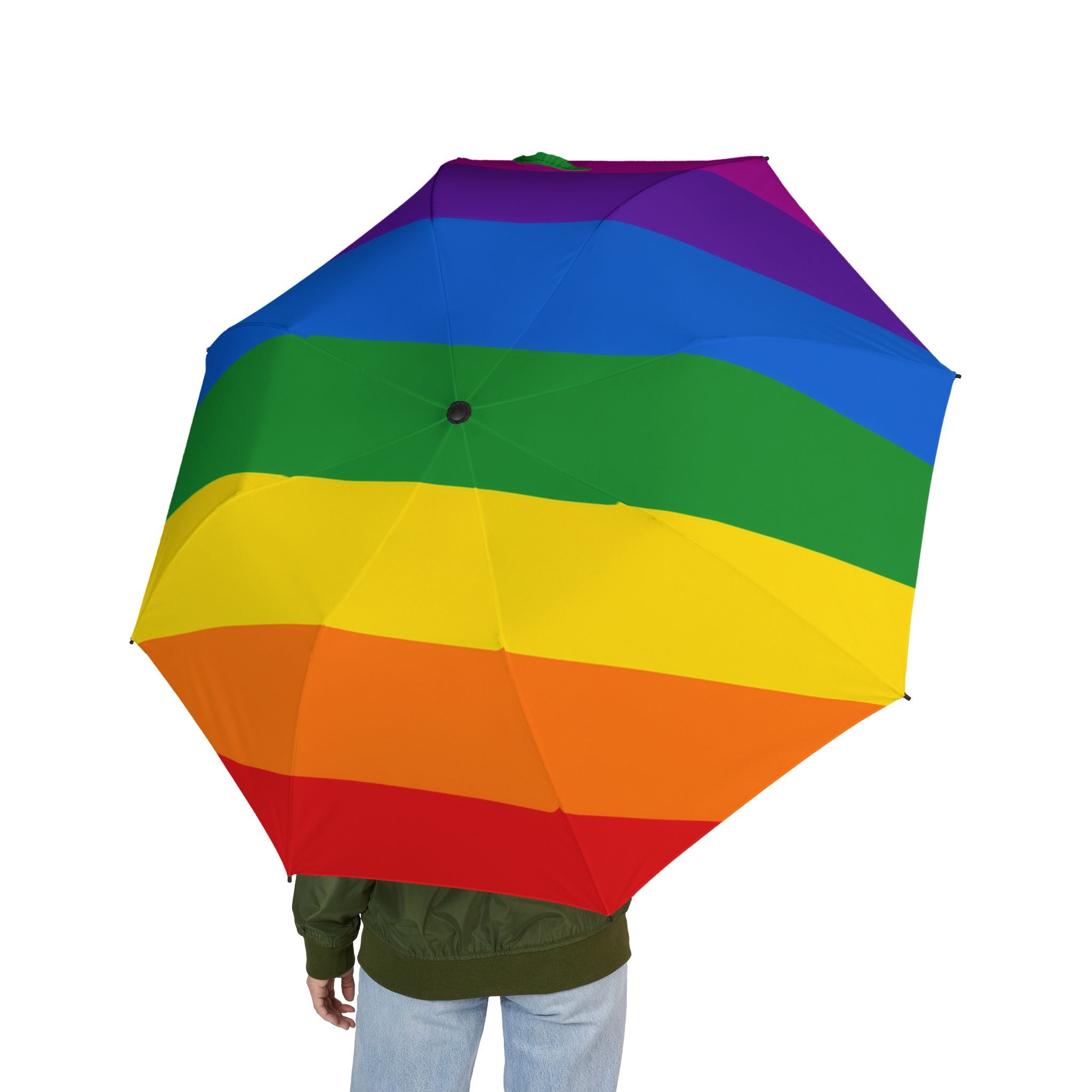 Rainbow Stripe Foldable Umbrella — Compact Semi‑Automatic Travel Umbrella