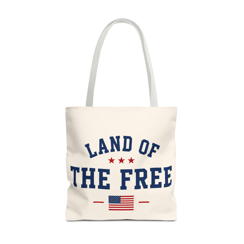 Land of the Free Canvas Tote Bag | Patriotic USA Tote | Reusable Cotton Shopping Bag | American Flag Gift | Everyday Beach Tote