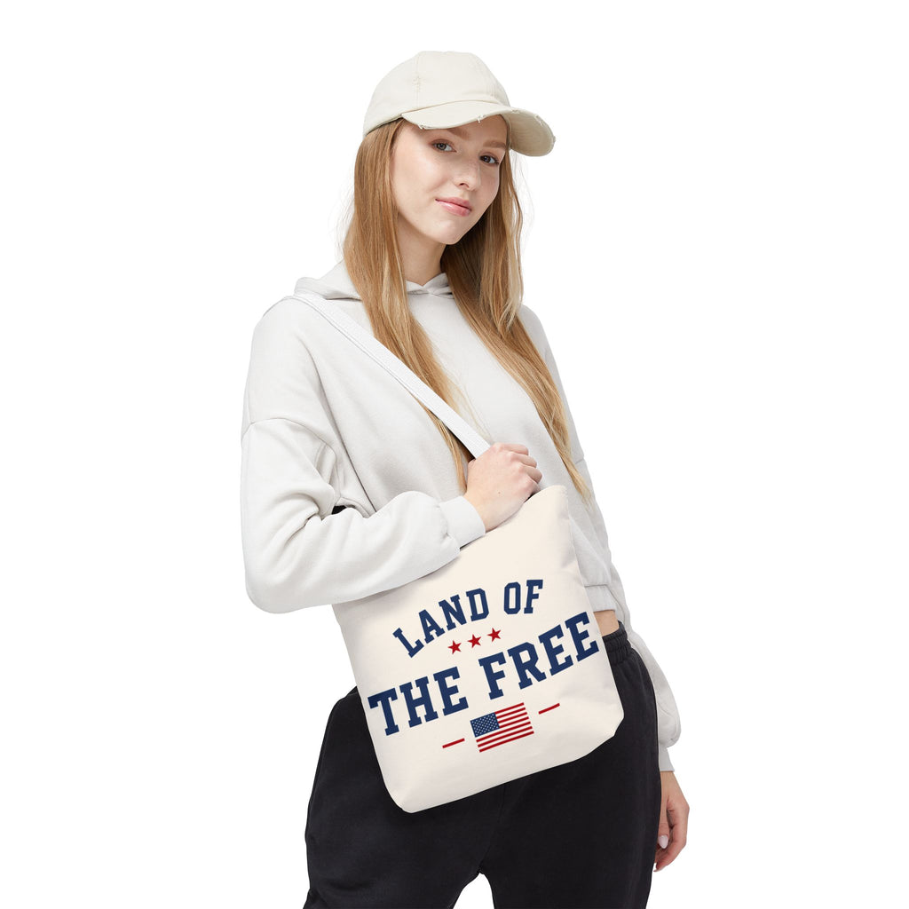 Land of the Free Canvas Tote Bag | Patriotic USA Tote | Reusable Cotton Shopping Bag | American Flag Gift | Everyday Beach Tote