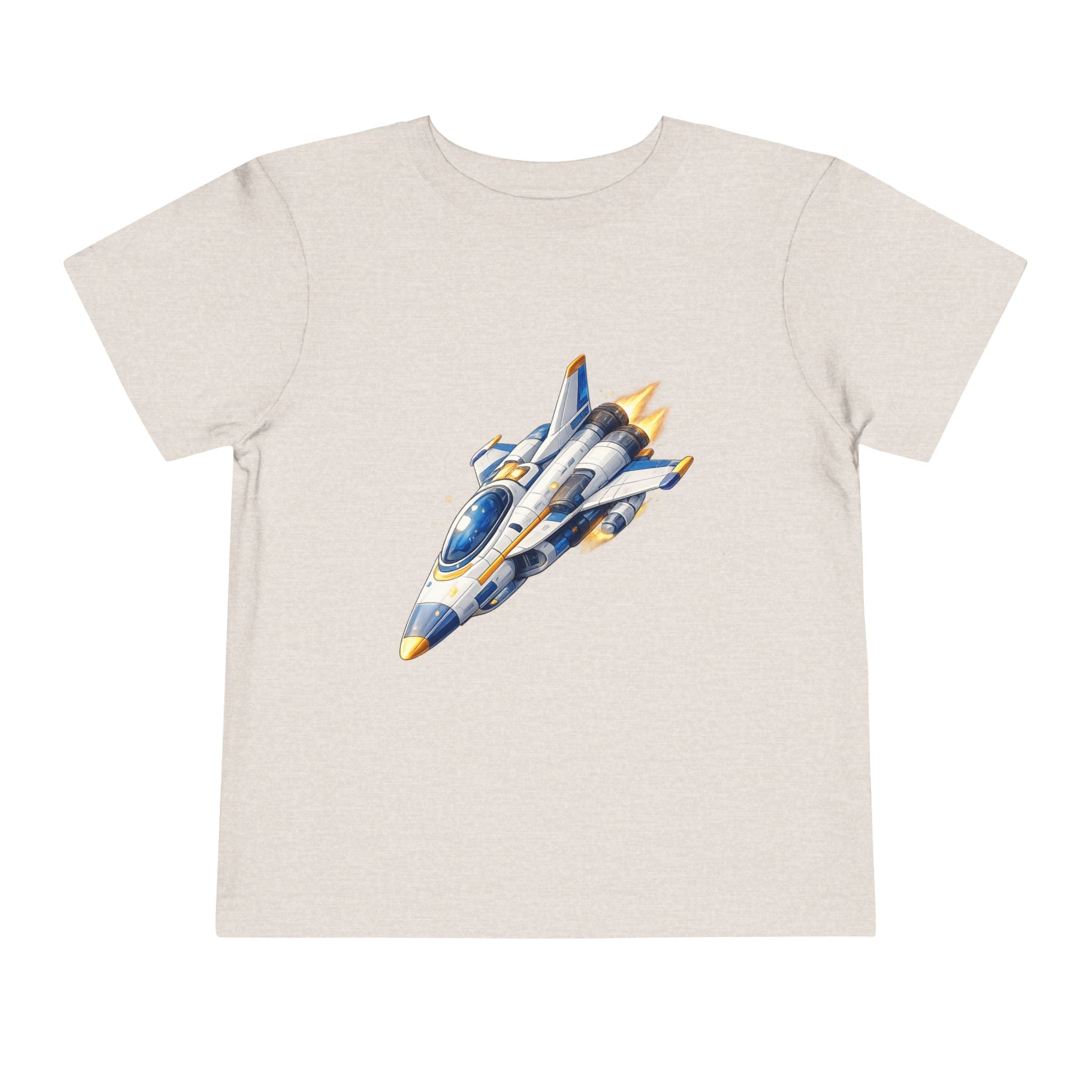 Toddler Tee — Blue & Yellow Spaceship Rocket Graphic