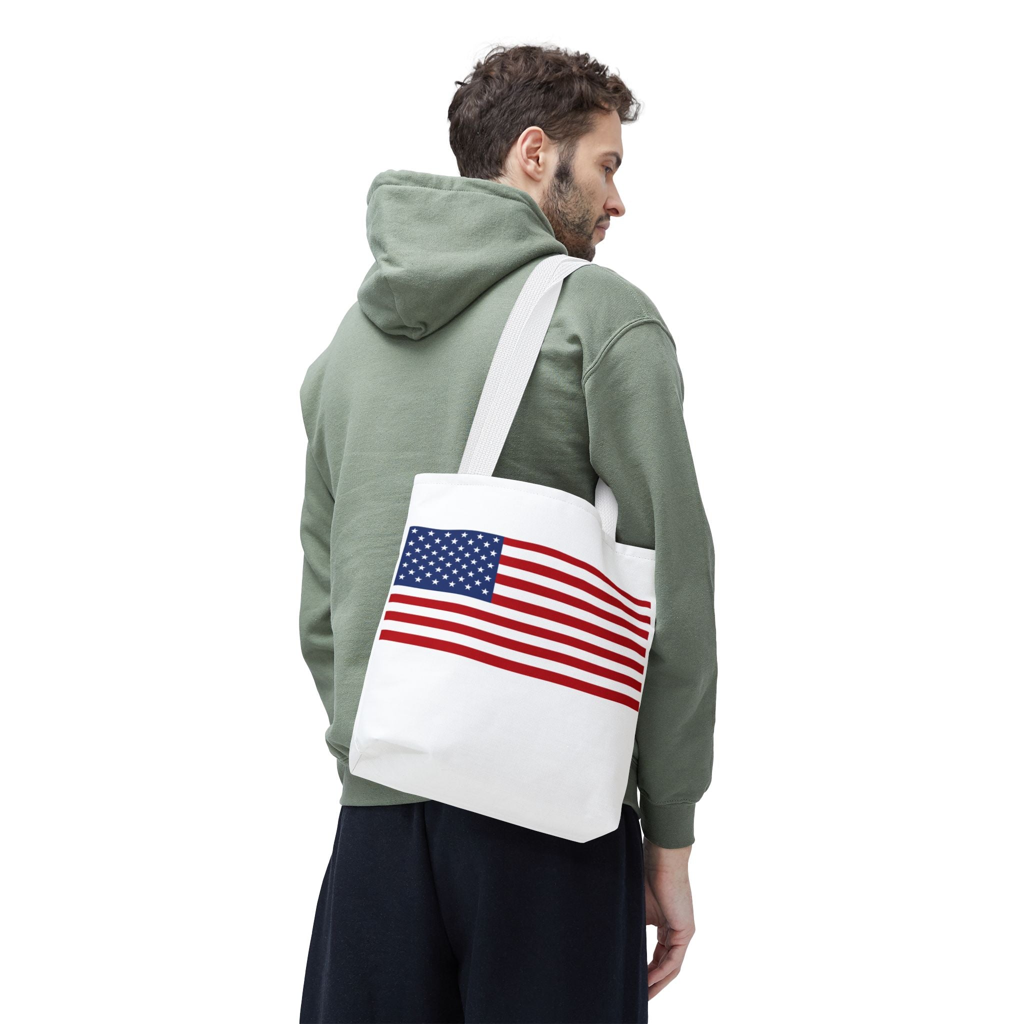 American Flag Canvas Tote | USA Patriotic Tote Bag | Reusable Grocery Bag | Beach & Travel Tote | Fourth of July Gift