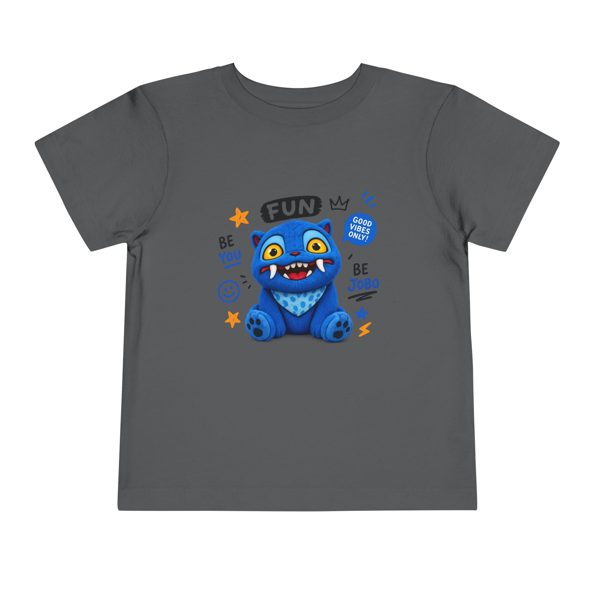 Fun Blue Monster Toddler Tee — "Be You Be Jobo" Graphic Shirt