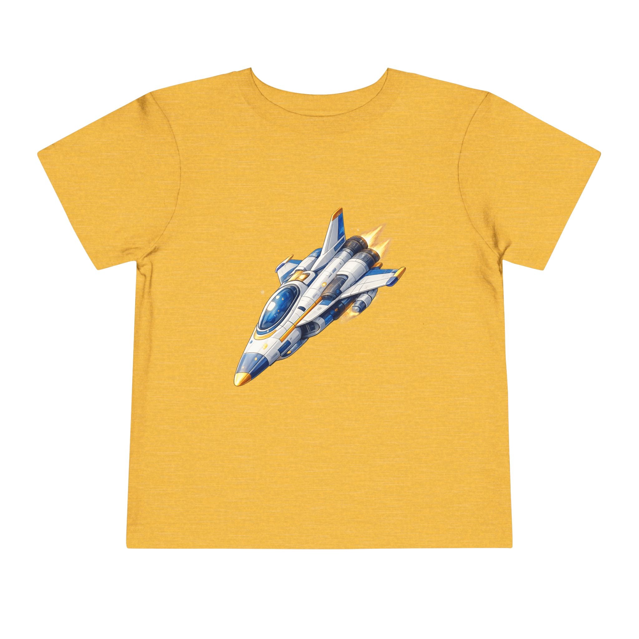 Toddler Tee — Blue & Yellow Spaceship Rocket Graphic