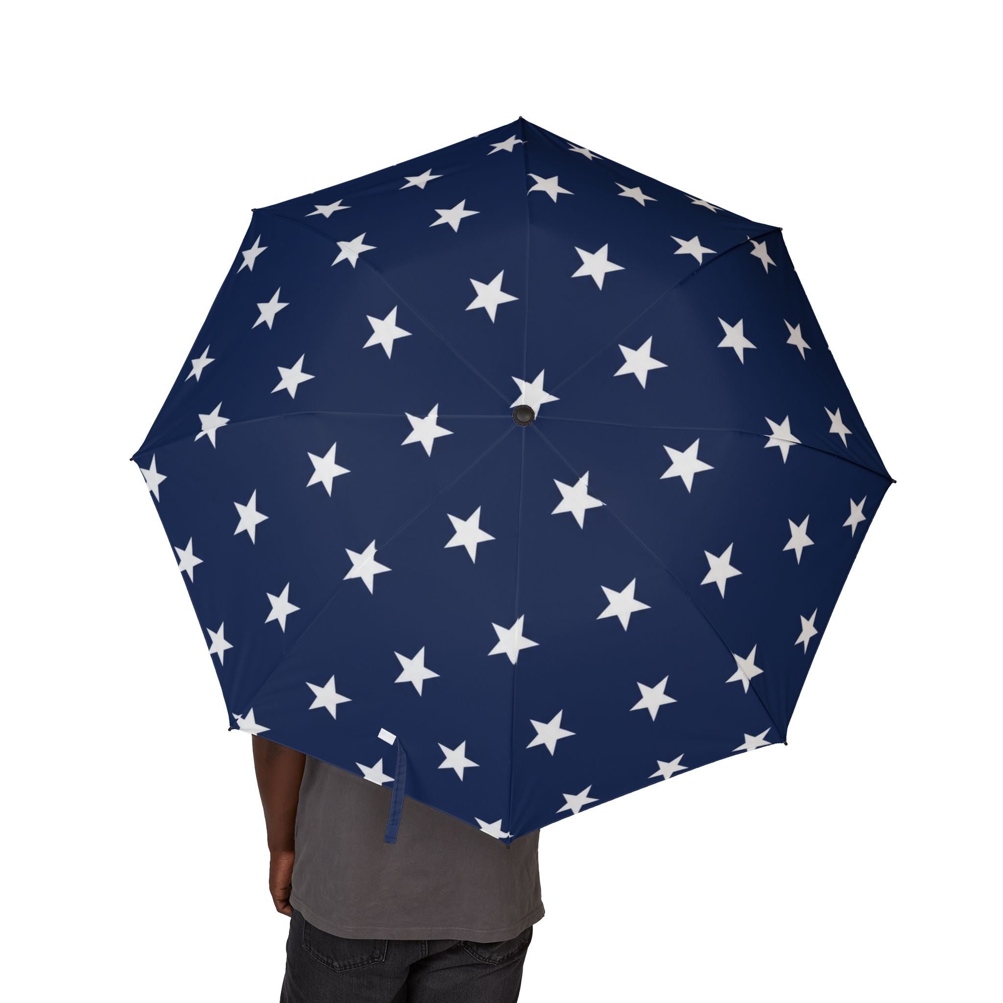 Star Print Foldable Umbrella — Compact Semi-Automatic Rain Shield