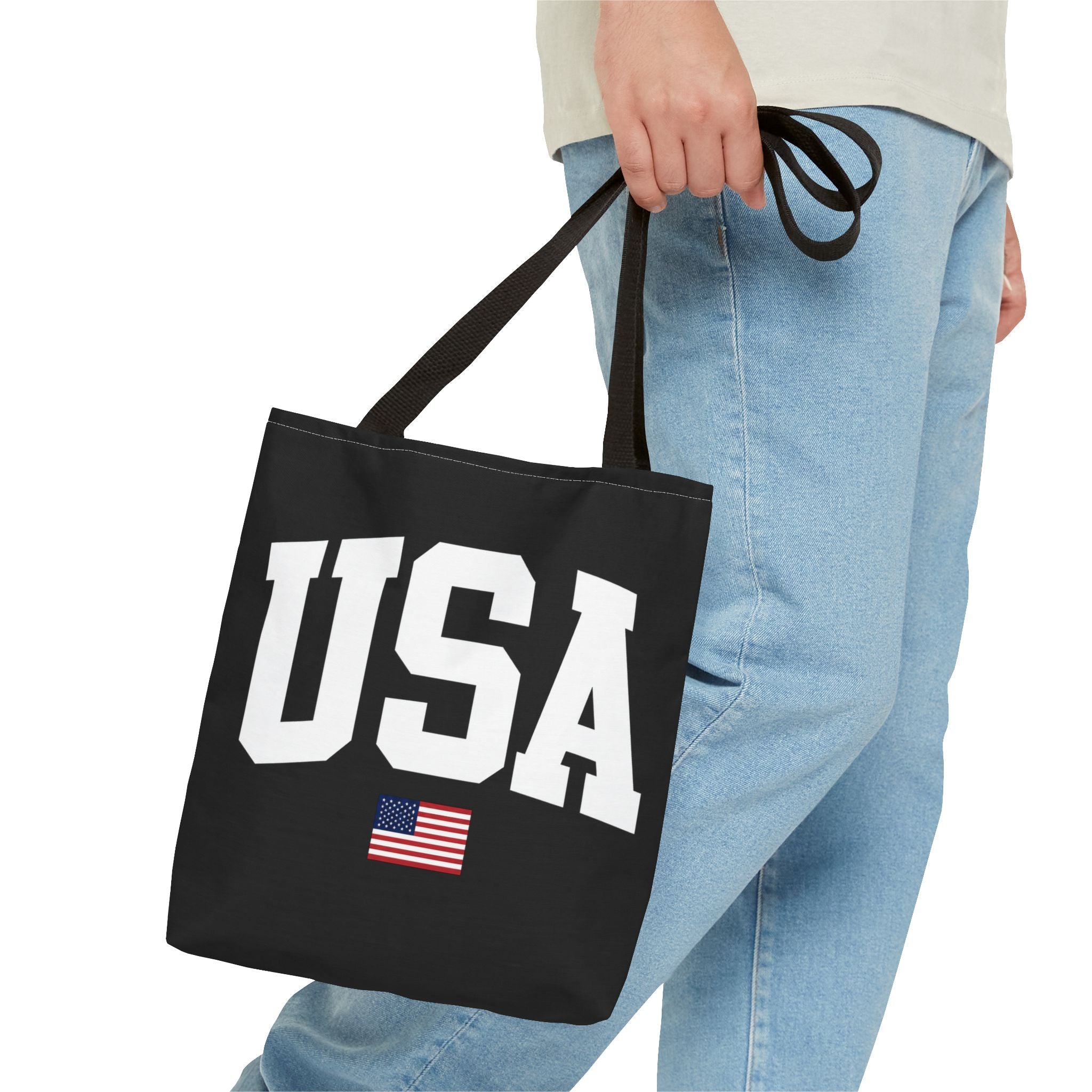 Classic USA Canvas Tote Bag | Minimal American Tote | Reusable Cotton Shopping Bag | Patriotic Gift | Everyday Beach Tote