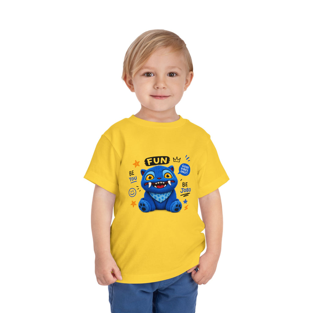 Fun Blue Monster Toddler Tee — "Be You Be Jobo" Graphic Shirt