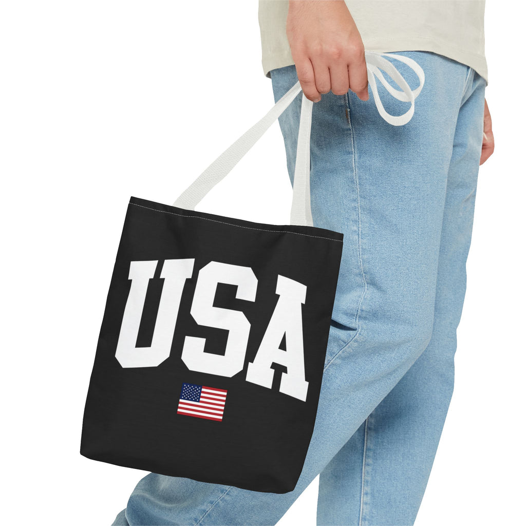 Classic USA Canvas Tote Bag | Minimal American Tote | Reusable Cotton Shopping Bag | Patriotic Gift | Everyday Beach Tote