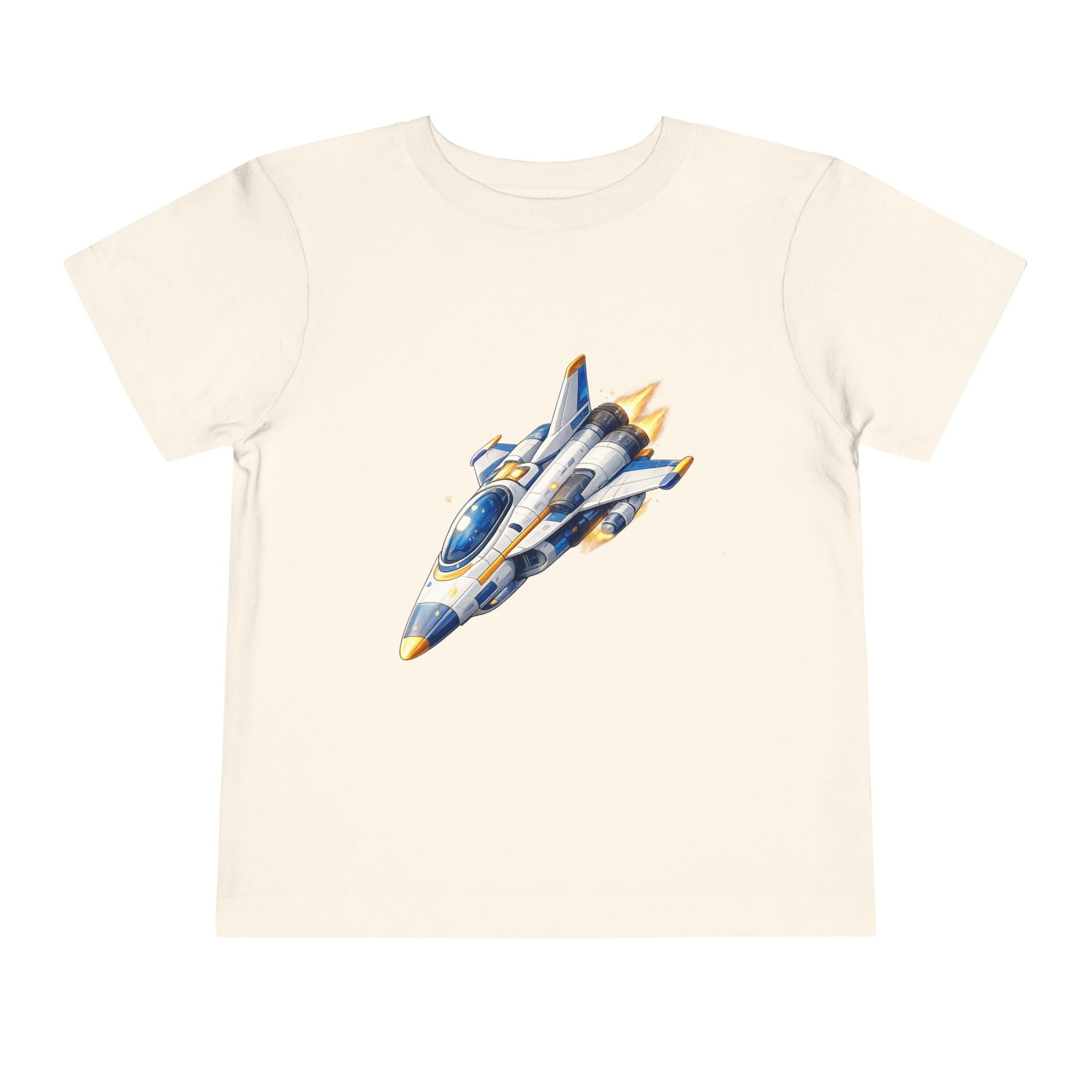 Toddler Tee — Blue & Yellow Spaceship Rocket Graphic