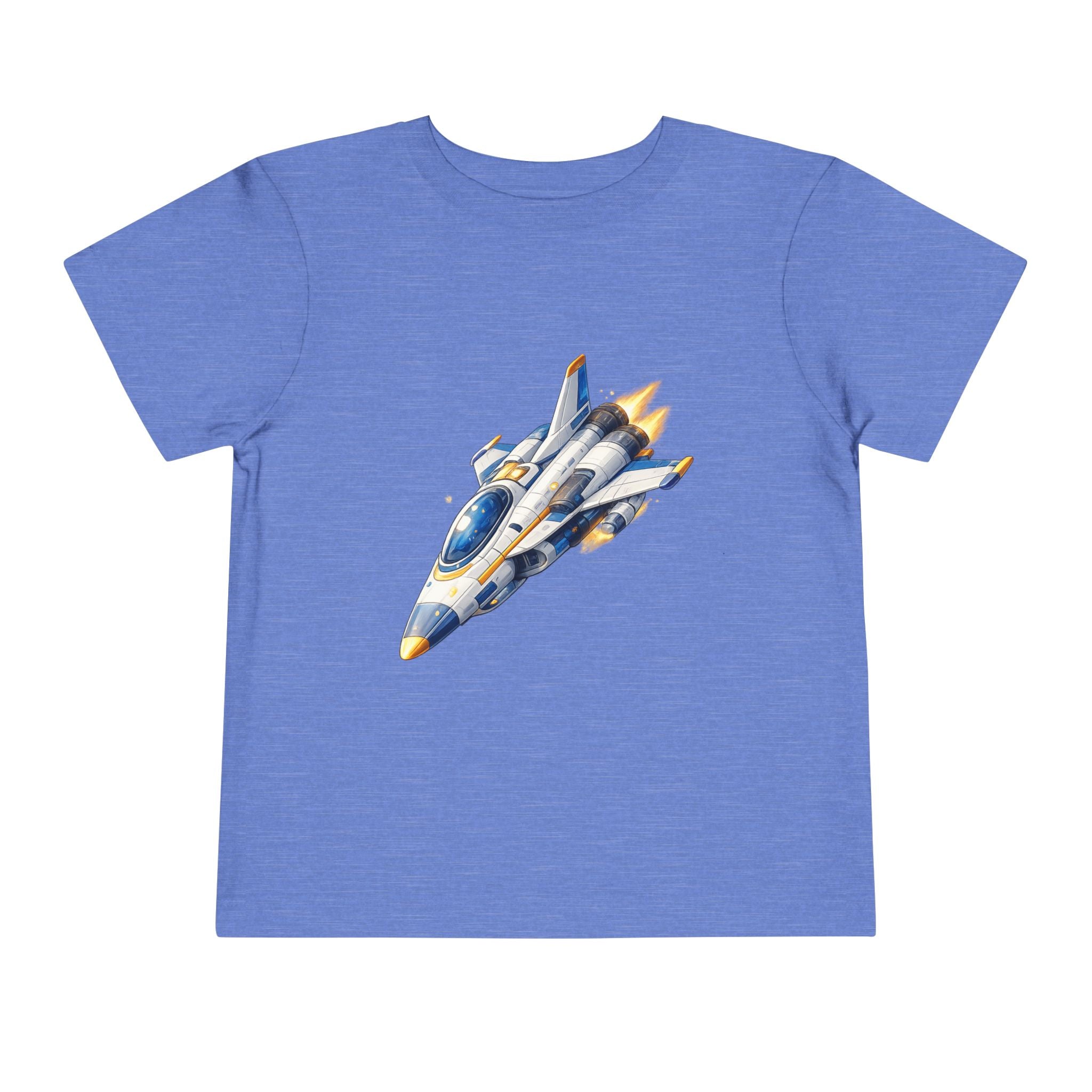 Toddler Tee — Blue & Yellow Spaceship Rocket Graphic