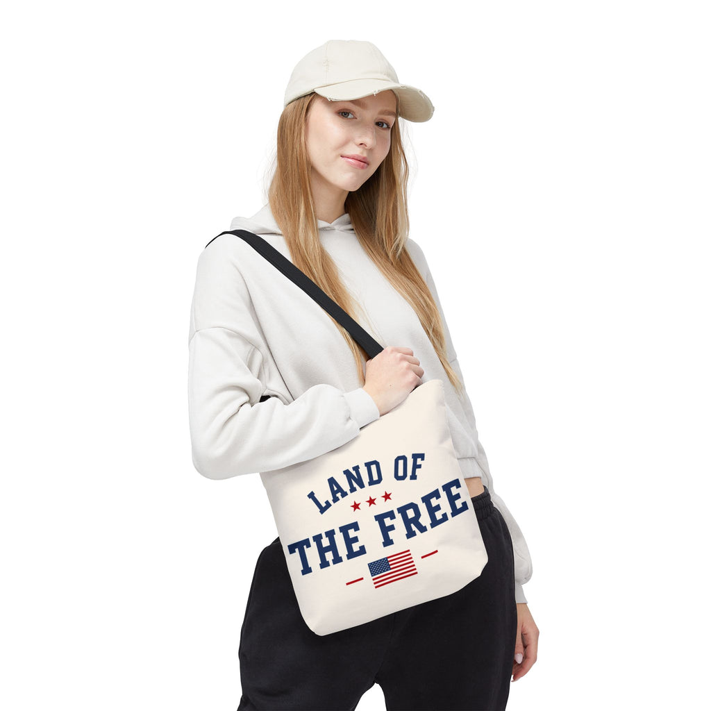 Land of the Free Canvas Tote Bag | Patriotic USA Tote | Reusable Cotton Shopping Bag | American Flag Gift | Everyday Beach Tote