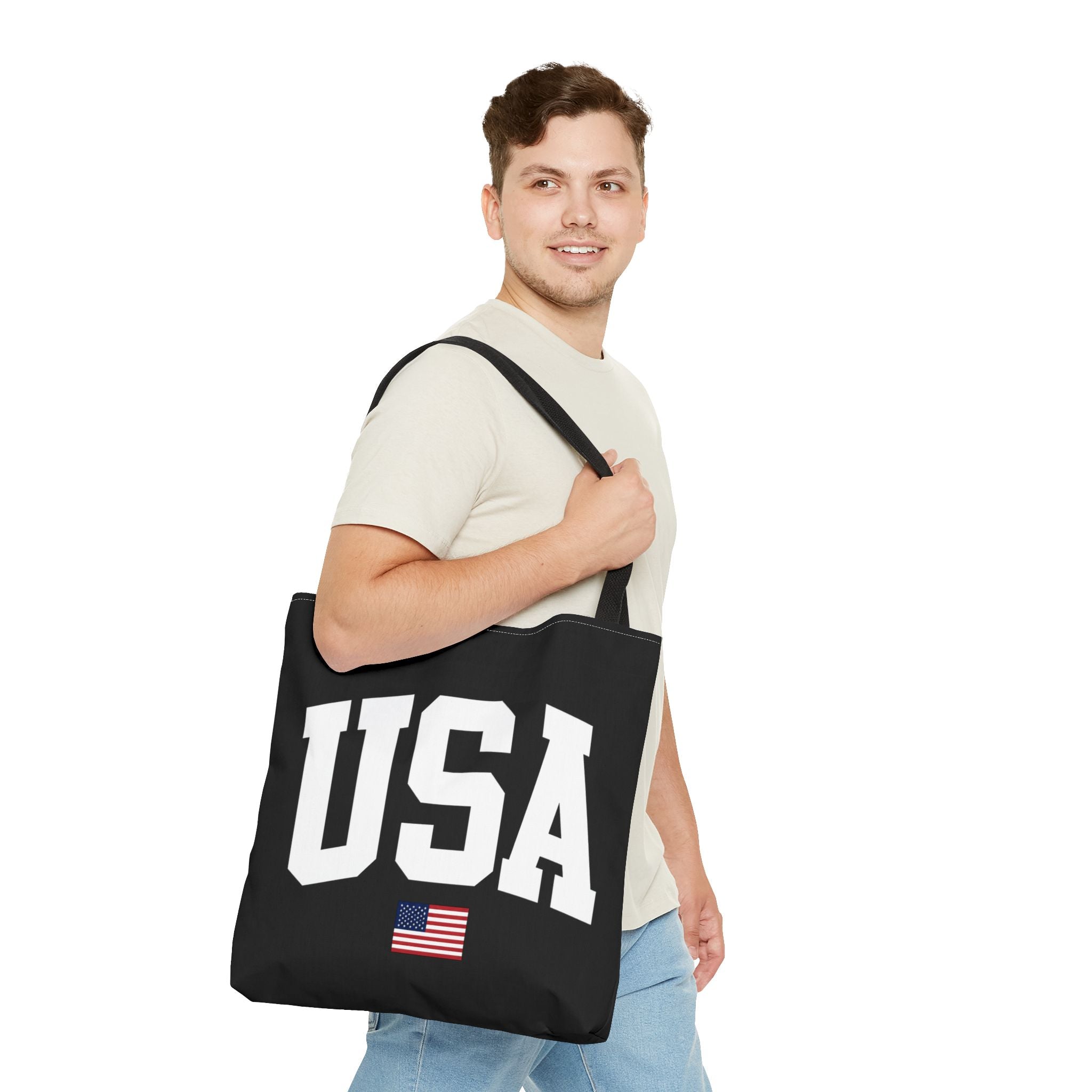Classic USA Canvas Tote Bag | Minimal American Tote | Reusable Cotton Shopping Bag | Patriotic Gift | Everyday Beach Tote