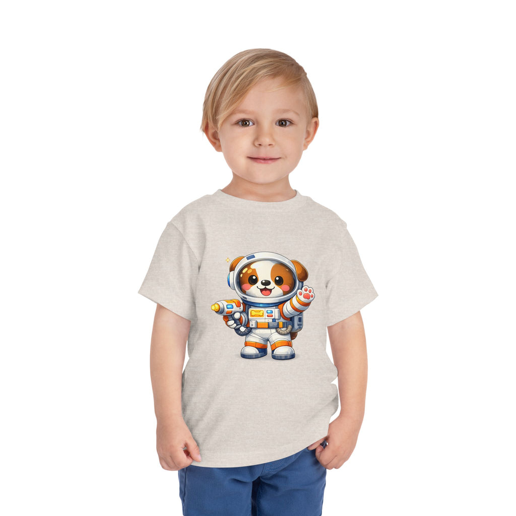 Toddler Astronaut Puppy Tee — Cute Space Dog Short Sleeve Shirt