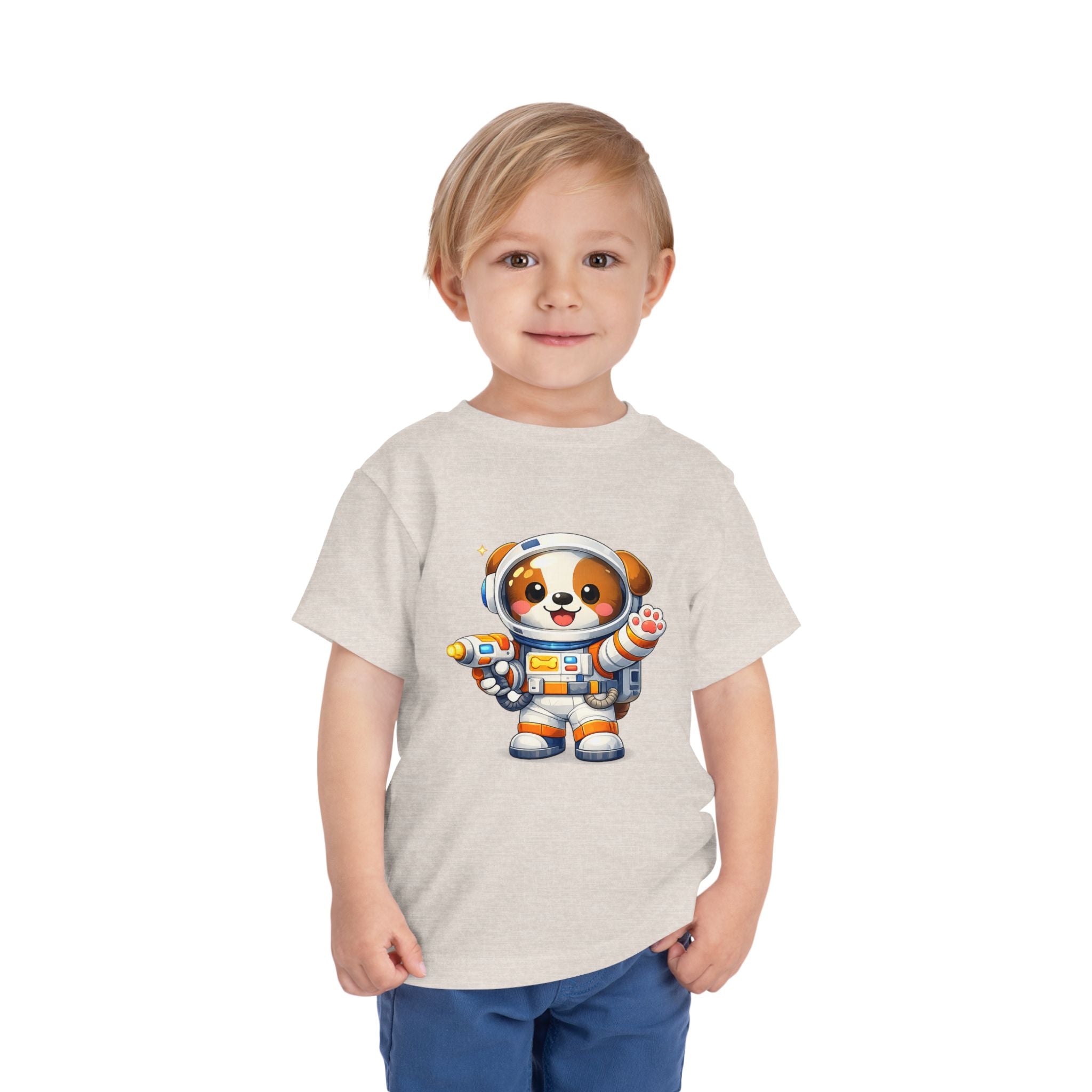 Toddler Astronaut Puppy Tee — Cute Space Dog Short Sleeve Shirt