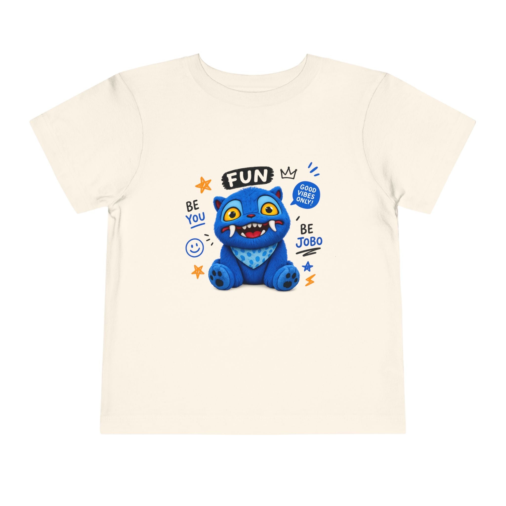 Fun Blue Monster Toddler Tee — "Be You Be Jobo" Graphic Shirt