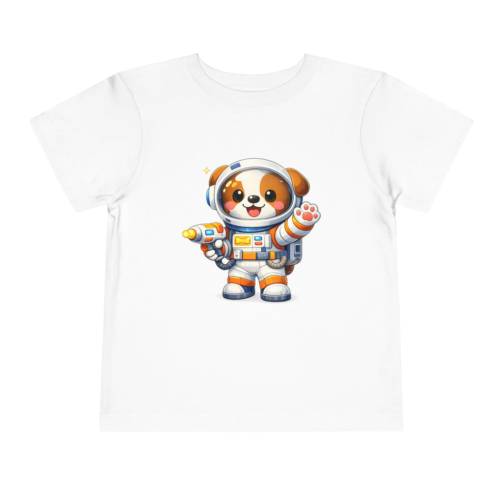Toddler Astronaut Puppy Tee — Cute Space Dog Short Sleeve Shirt