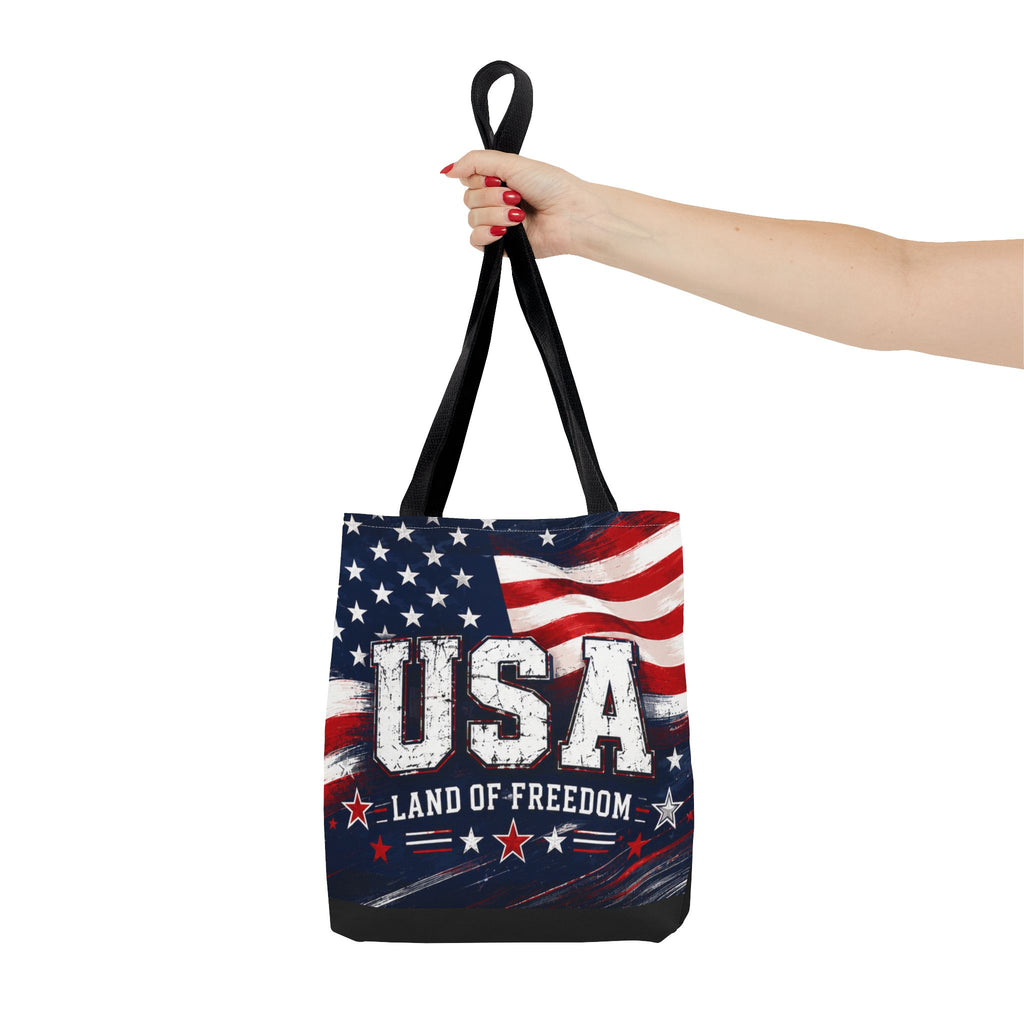 Land of the Free Canvas Tote Bag | Patriotic USA Tote | American Flag Gift
