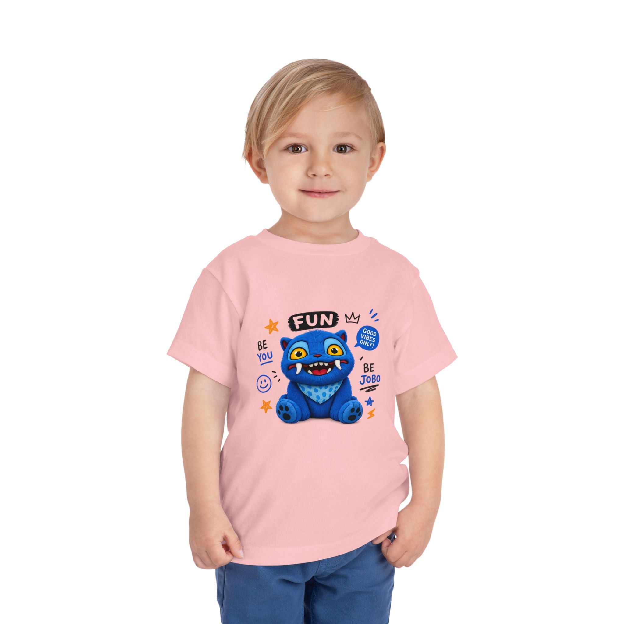 Fun Blue Monster Toddler Tee — "Be You Be Jobo" Graphic Shirt