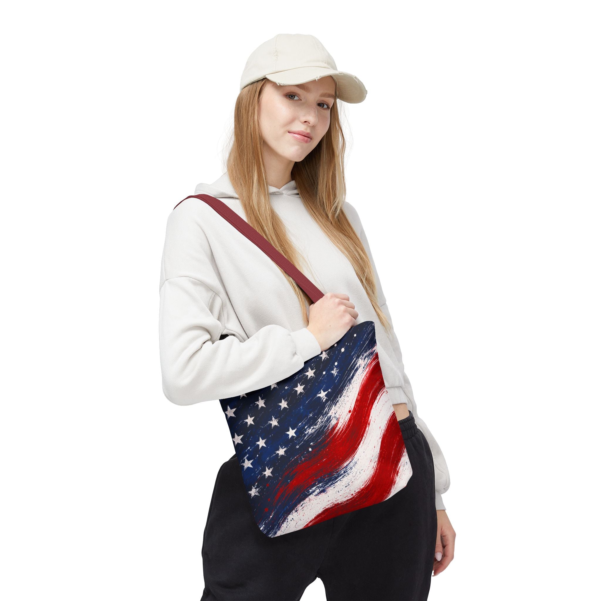 American Flag Tote Bag — Patriotic Stars & Stripes All-Over Print Tote