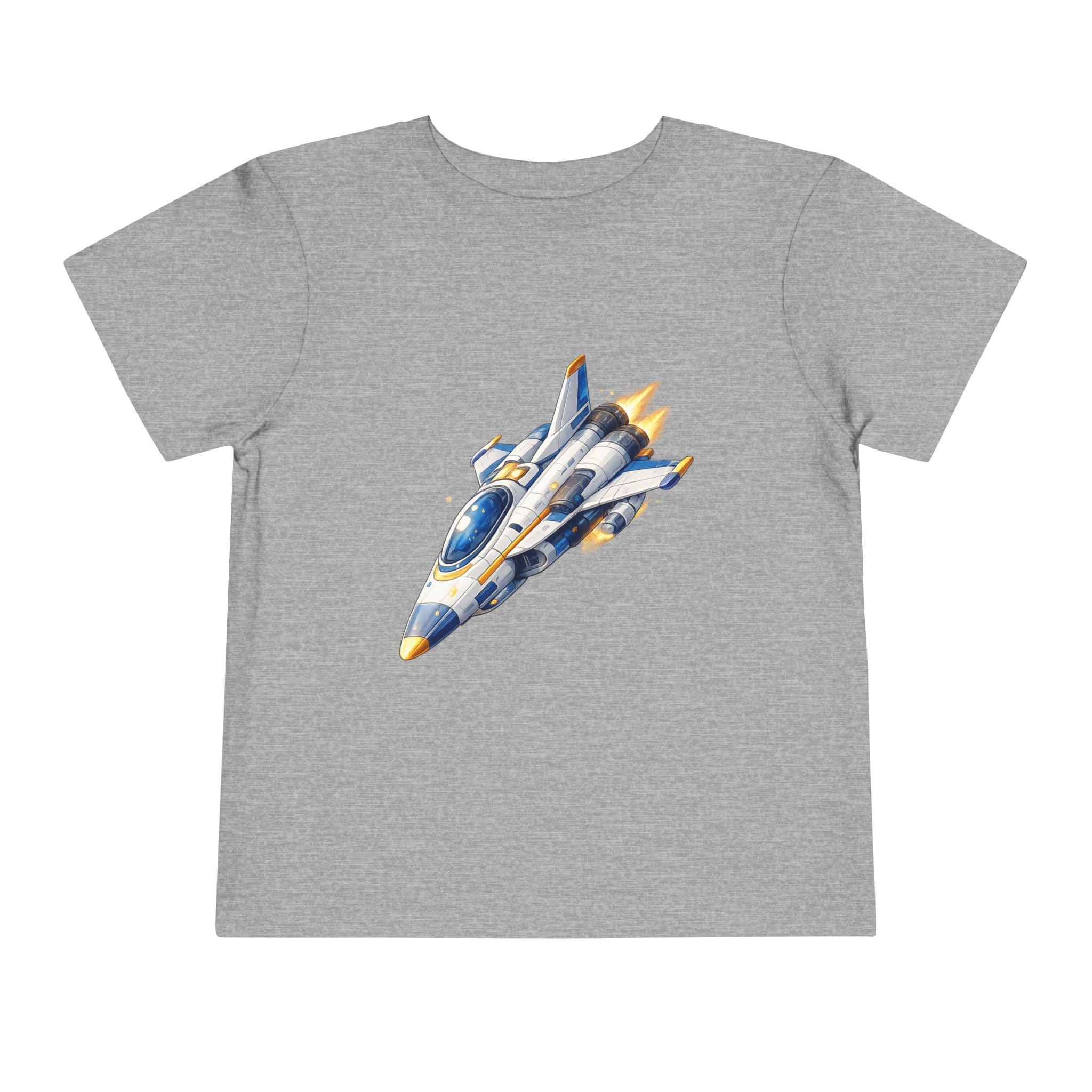 Toddler Tee — Blue & Yellow Spaceship Rocket Graphic