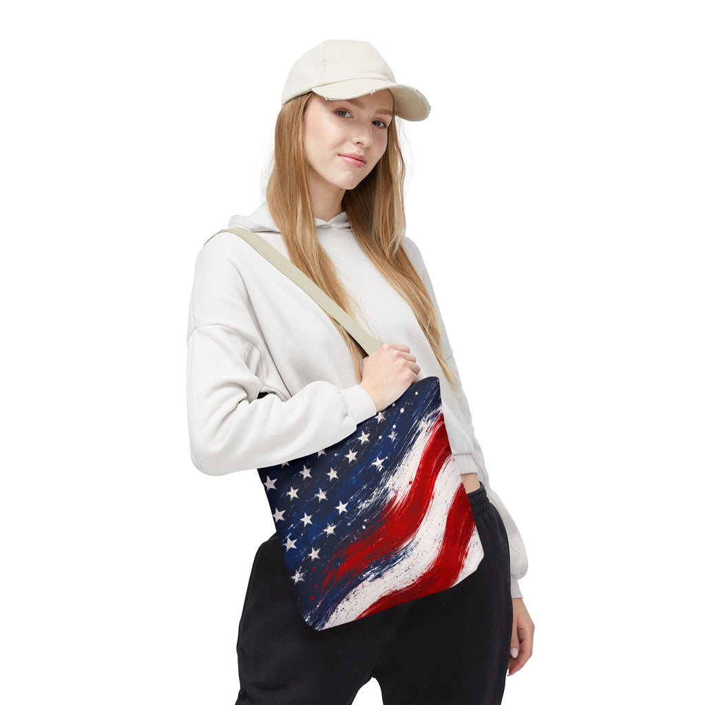 American Flag Tote Bag — Patriotic Stars & Stripes All-Over Print Tote