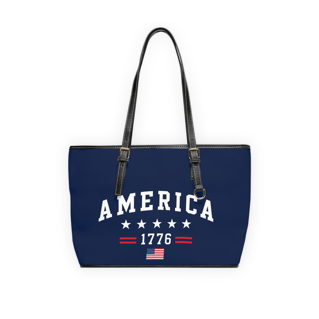 America 1776 PU Leather Shoulder Bag – Patriotic Tote with Stars & Flag