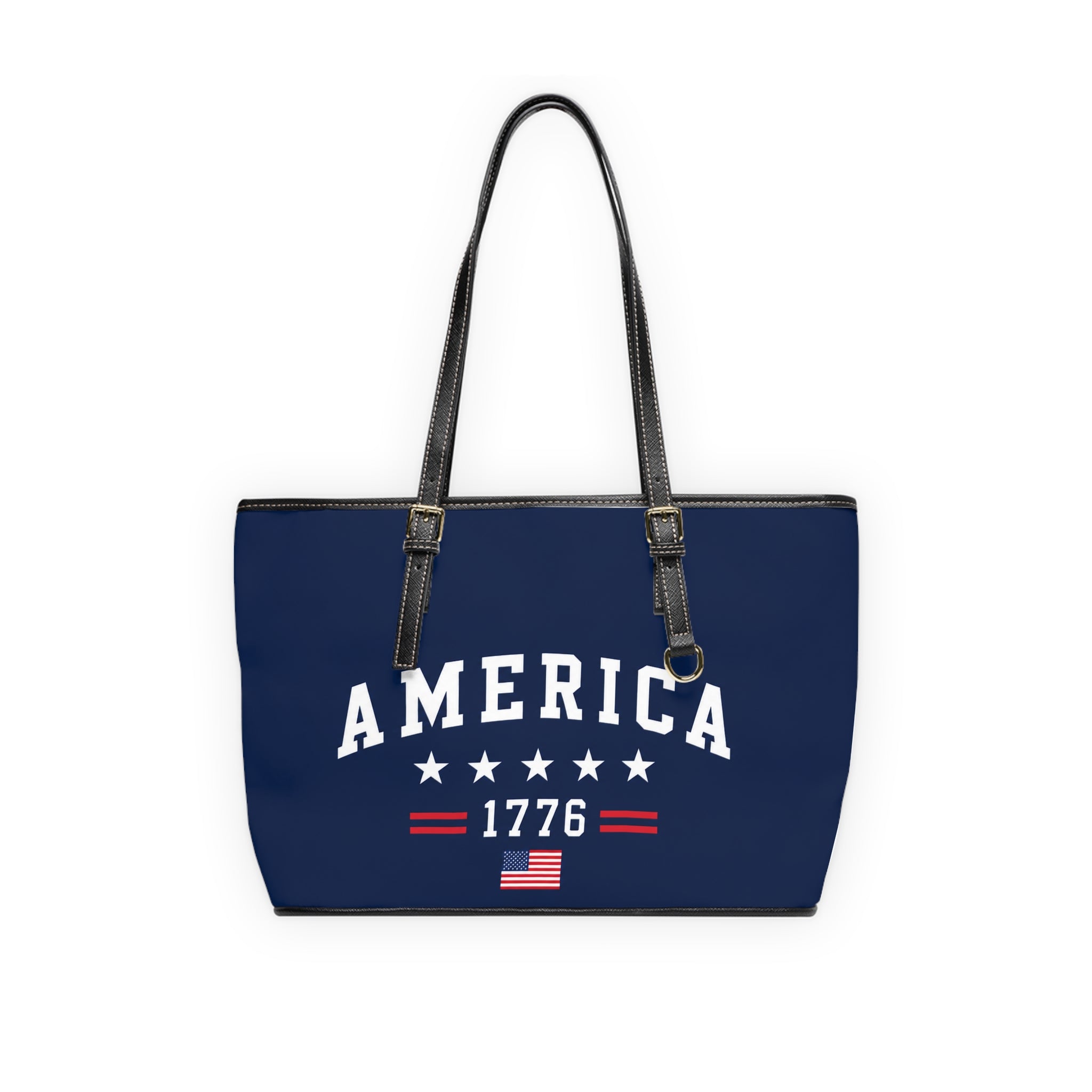 America 1776 PU Leather Shoulder Bag – Patriotic Tote with Stars & Flag