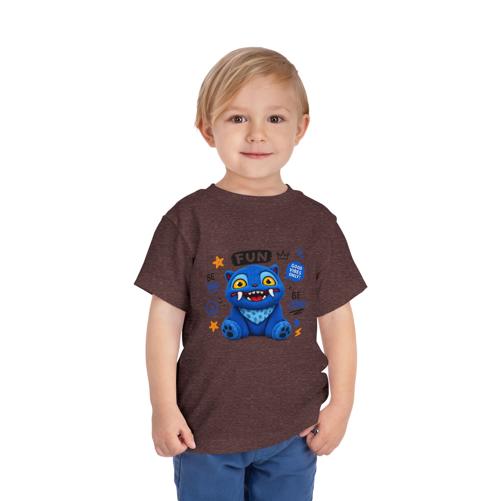 Fun Blue Monster Toddler Tee — "Be You Be Jobo" Graphic Shirt