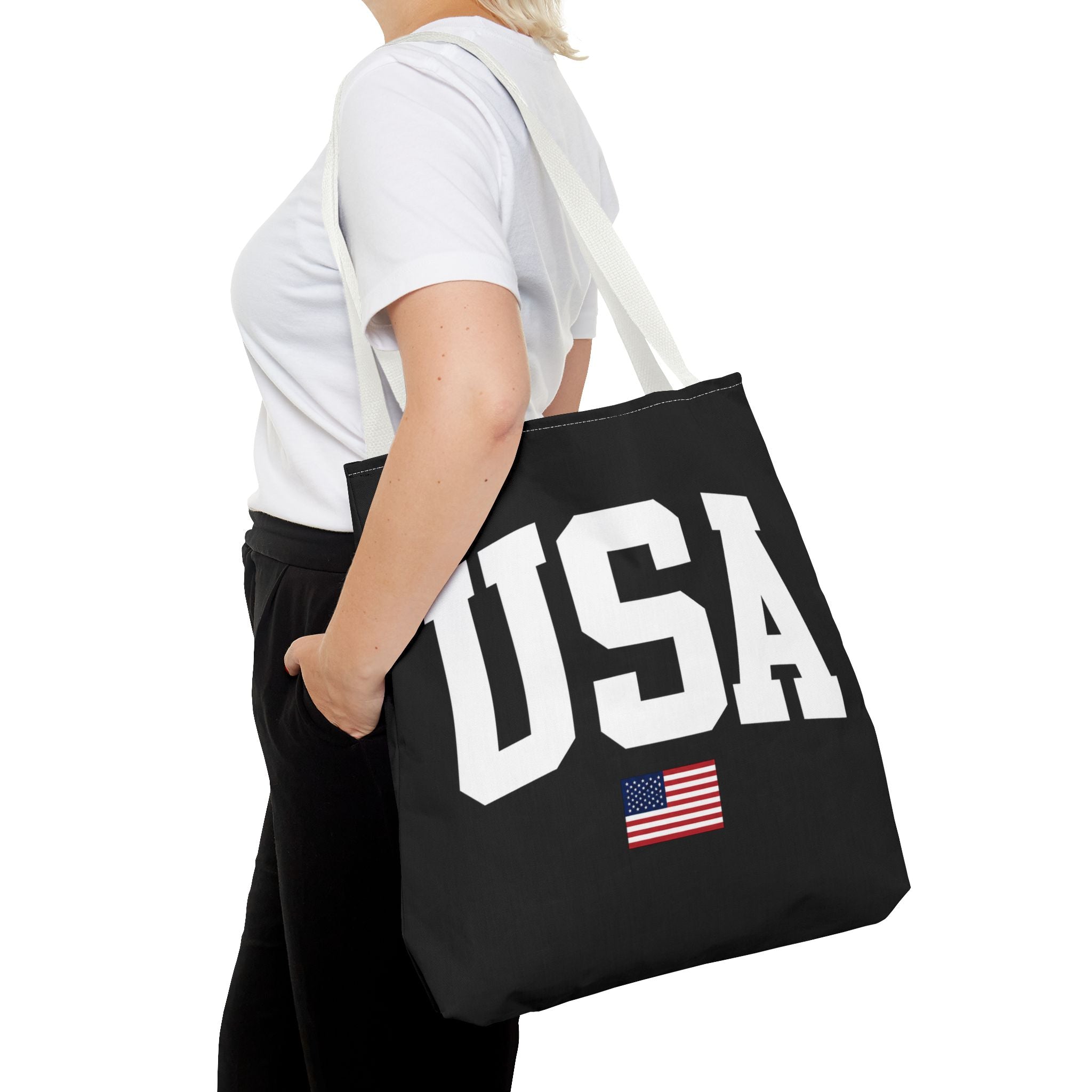 Classic USA Canvas Tote Bag | Minimal American Tote | Reusable Cotton Shopping Bag | Patriotic Gift | Everyday Beach Tote
