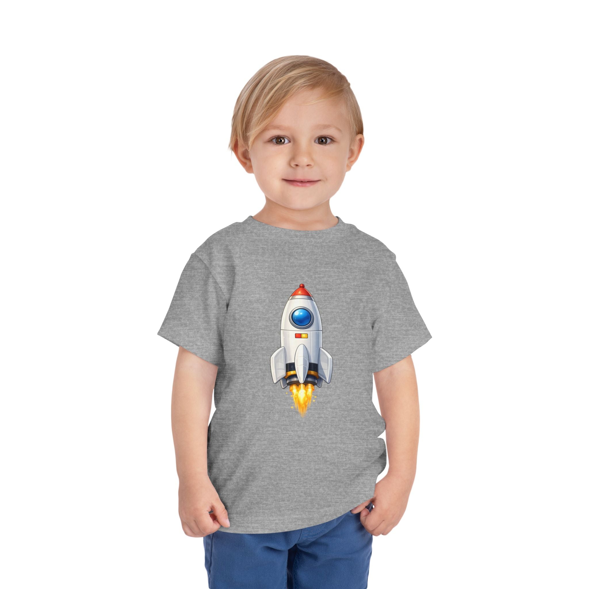 Toddler Rocket Tee — Cute Space Rocket Graphic Short Sleeve Shirt for Kids