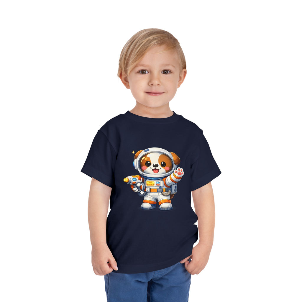 Toddler Astronaut Puppy Tee — Cute Space Dog Short Sleeve Shirt