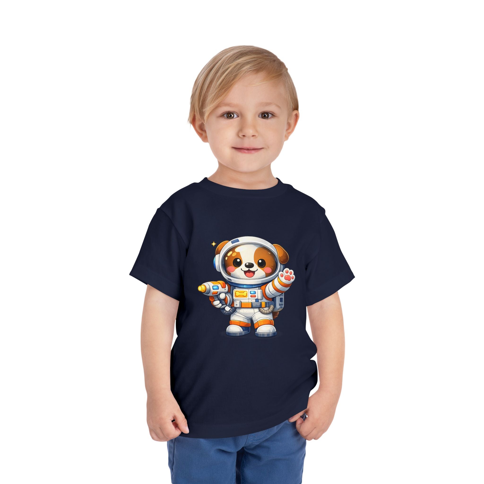 Toddler Astronaut Puppy Tee — Cute Space Dog Short Sleeve Shirt