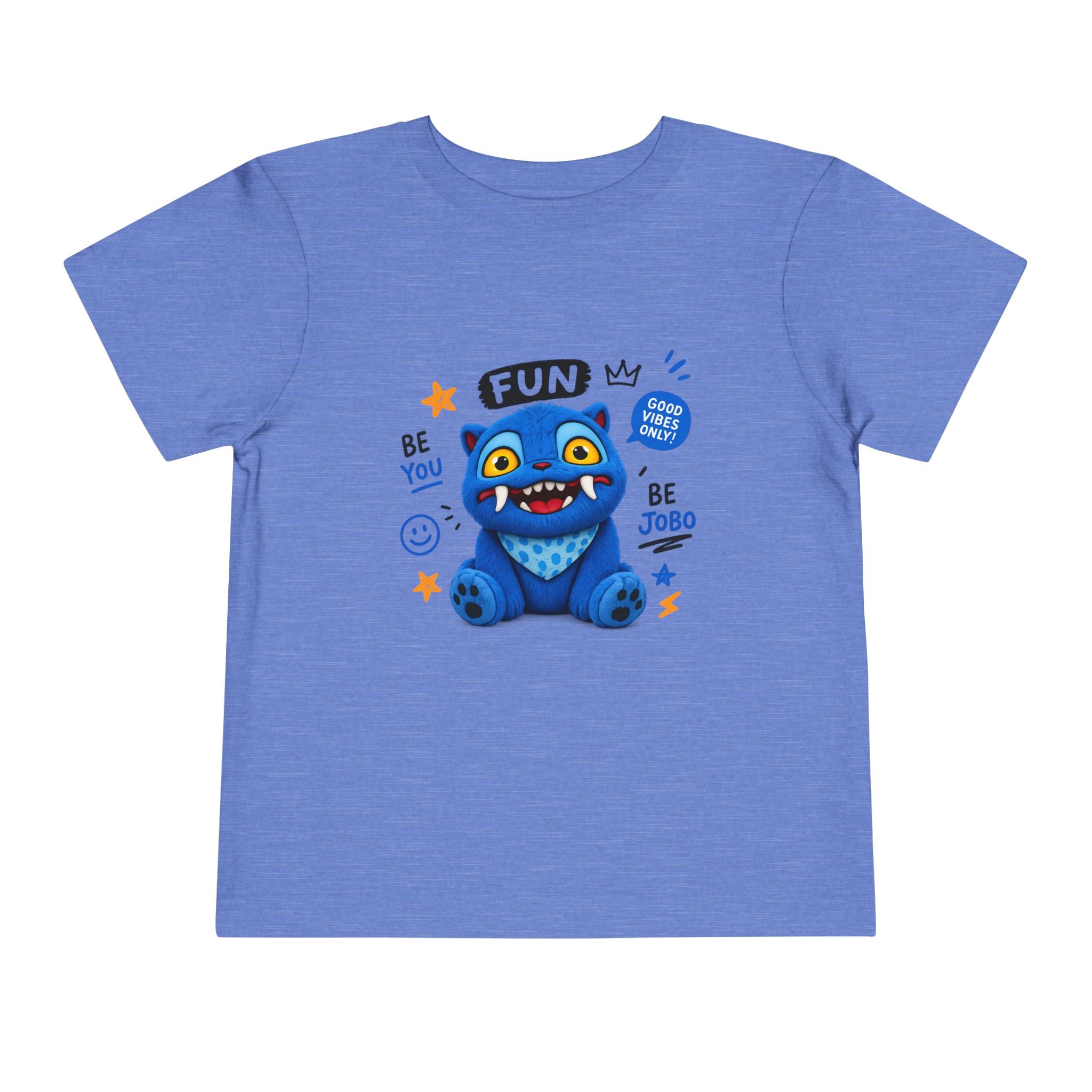 Fun Blue Monster Toddler Tee — "Be You Be Jobo" Graphic Shirt