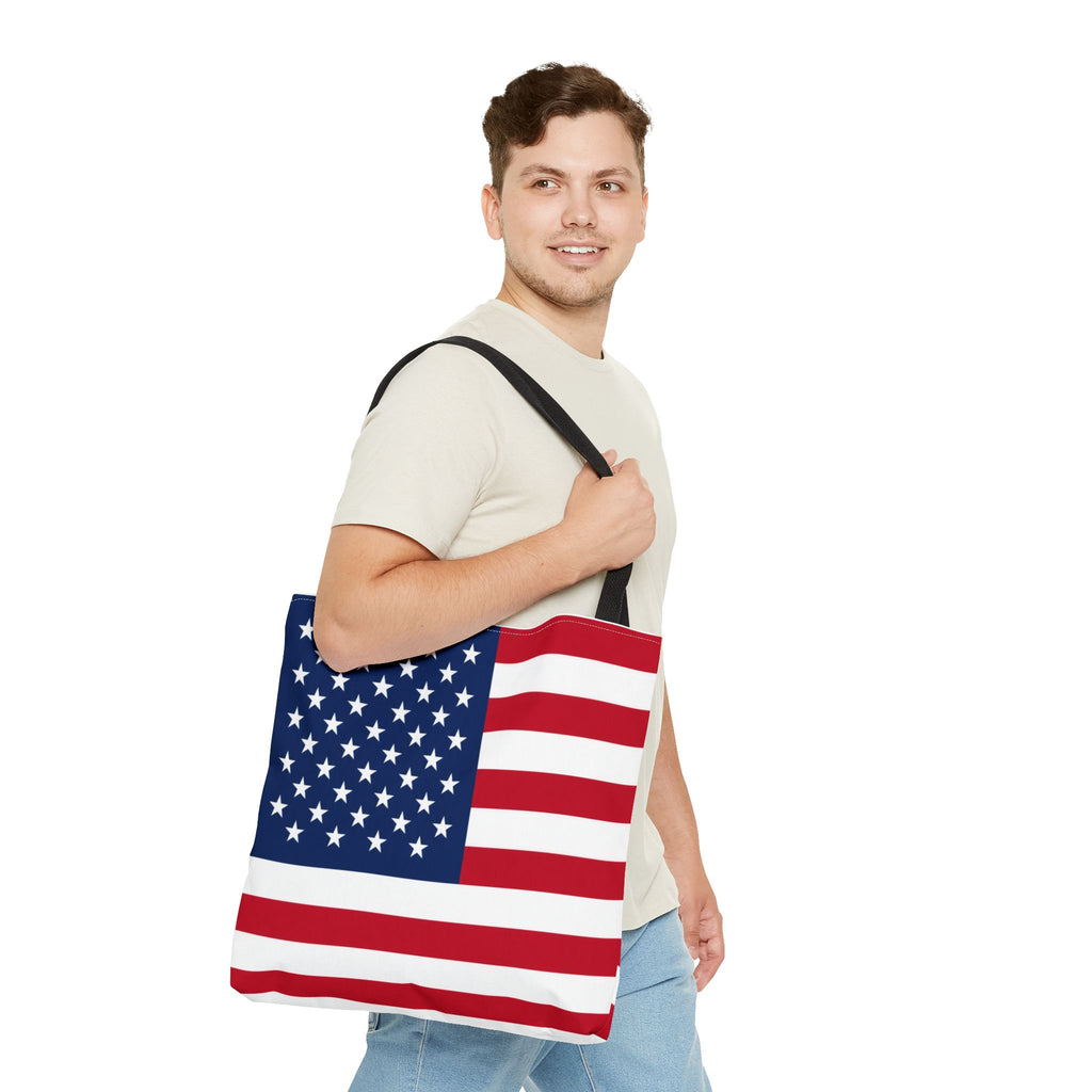 Stars & Stripes Canvas Tote Bag | American Flag Tote | Patriotic Cotton Shopping Bag | Reusable Beach Tote | USA Gift