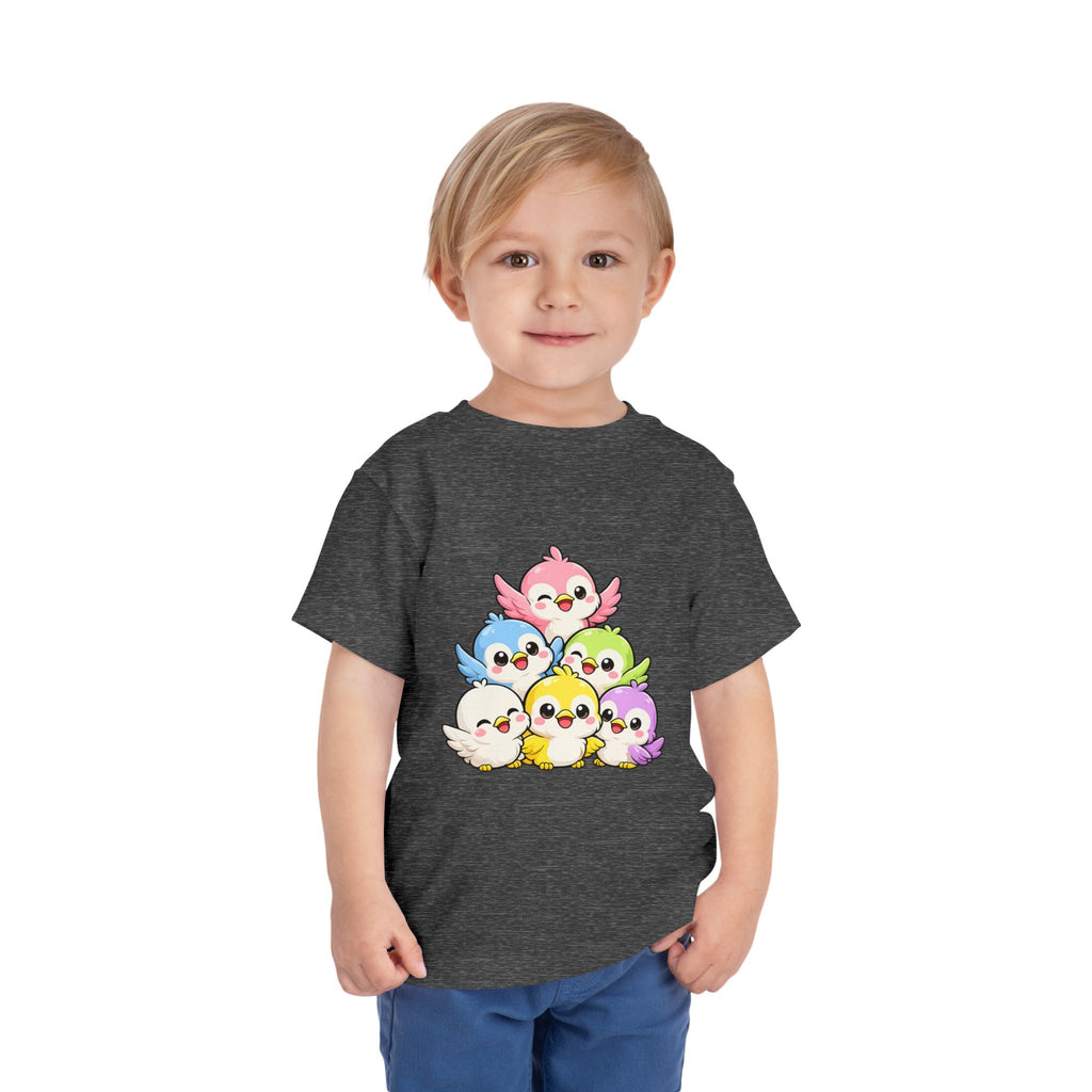 Toddler Tee — Cute Rainbow Baby Birds Graphic Shirt
