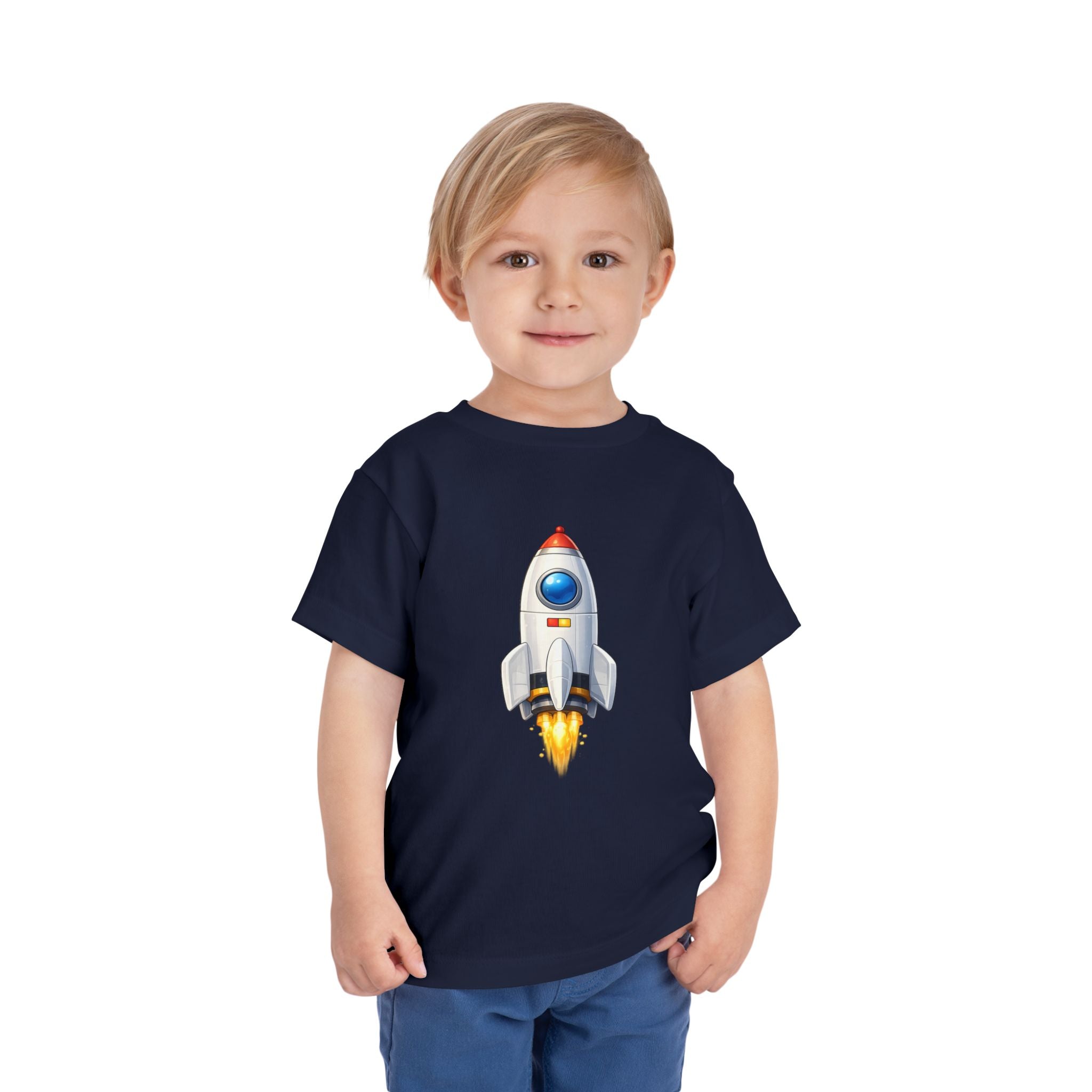 Toddler Rocket Tee — Cute Space Rocket Graphic Short Sleeve Shirt for Kids