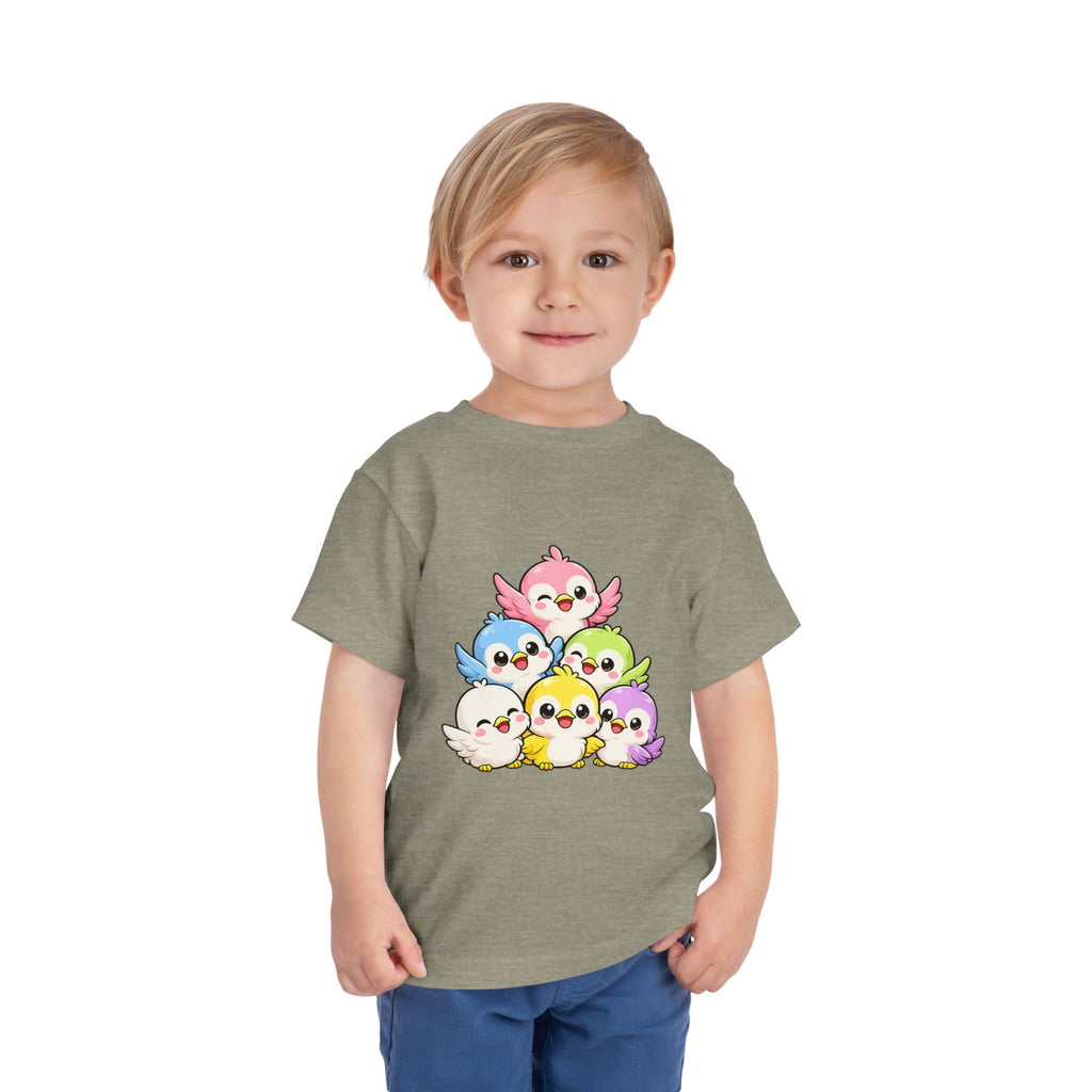 Toddler Tee — Cute Rainbow Baby Birds Graphic Shirt