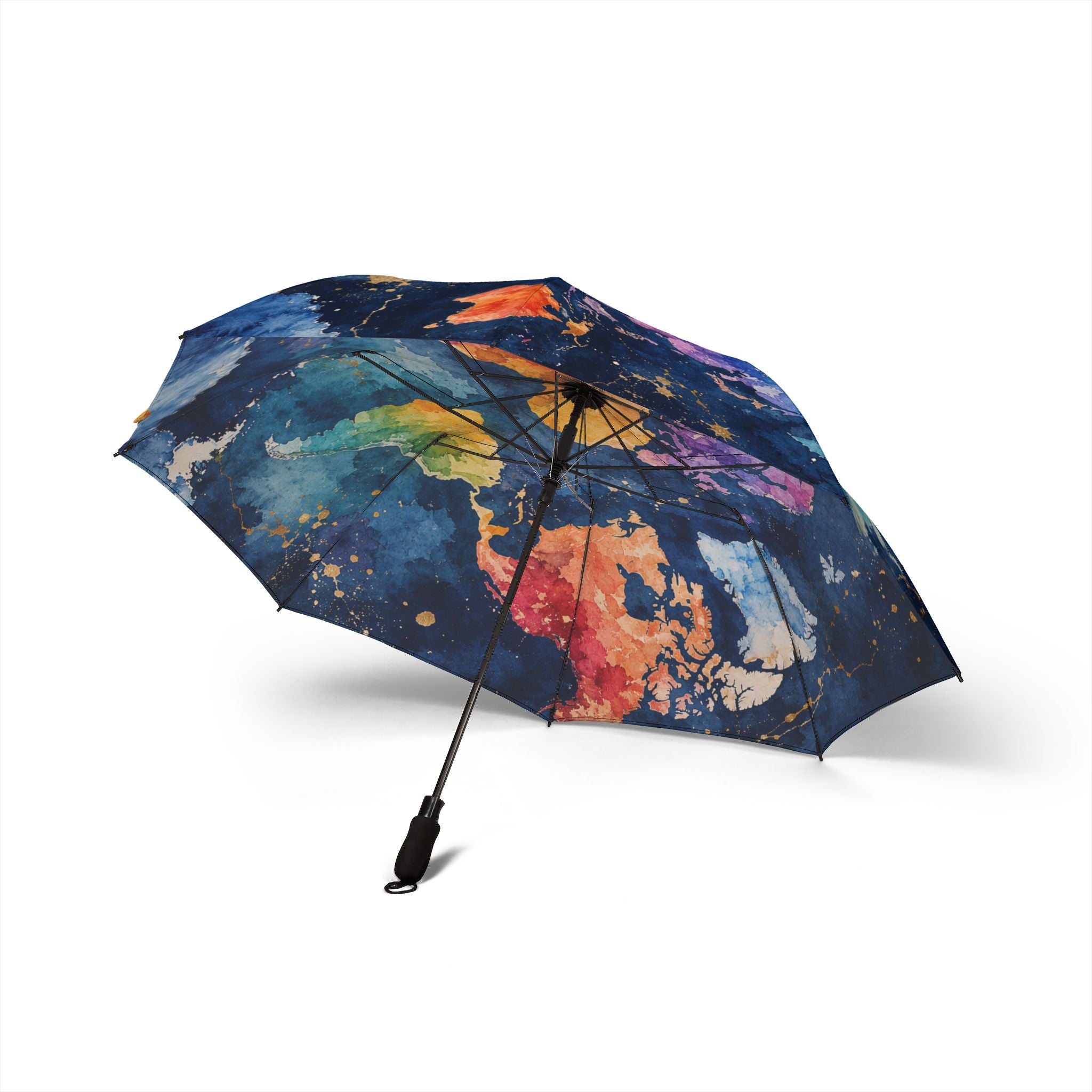 Galaxy Watercolor Foldable Umbrella — Semi-Automatic Compact Travel Umbrella
