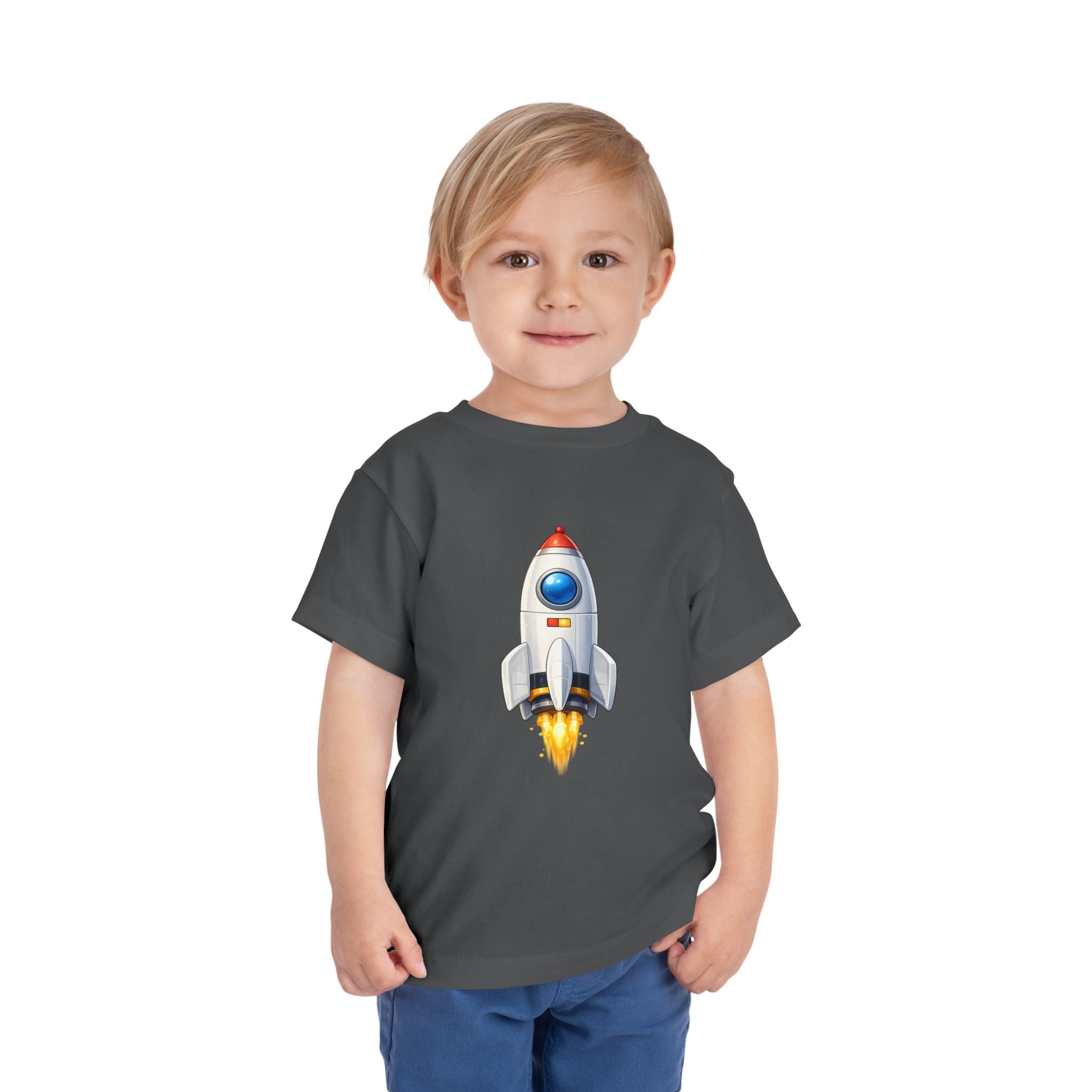 Toddler Rocket Tee — Cute Space Rocket Graphic Short Sleeve Shirt for Kids