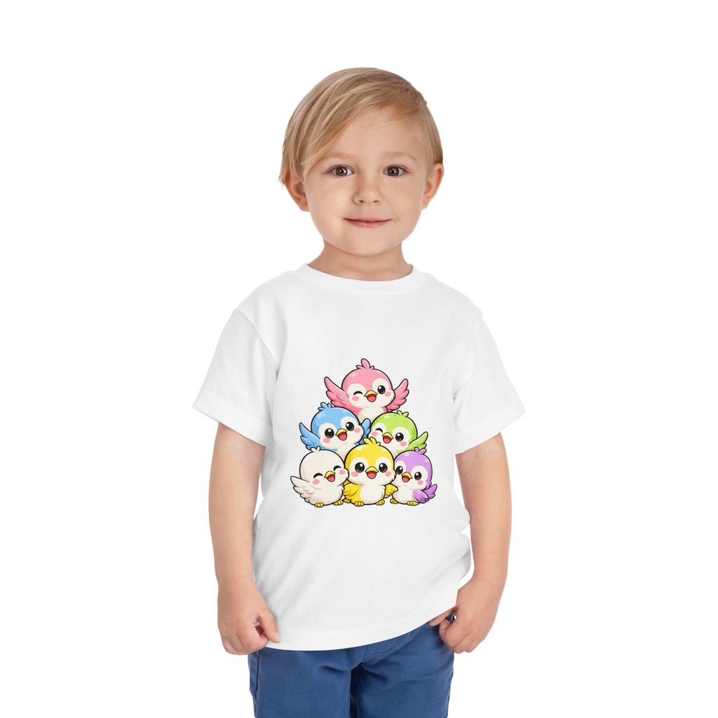 Toddler Tee — Cute Rainbow Baby Birds Graphic Shirt