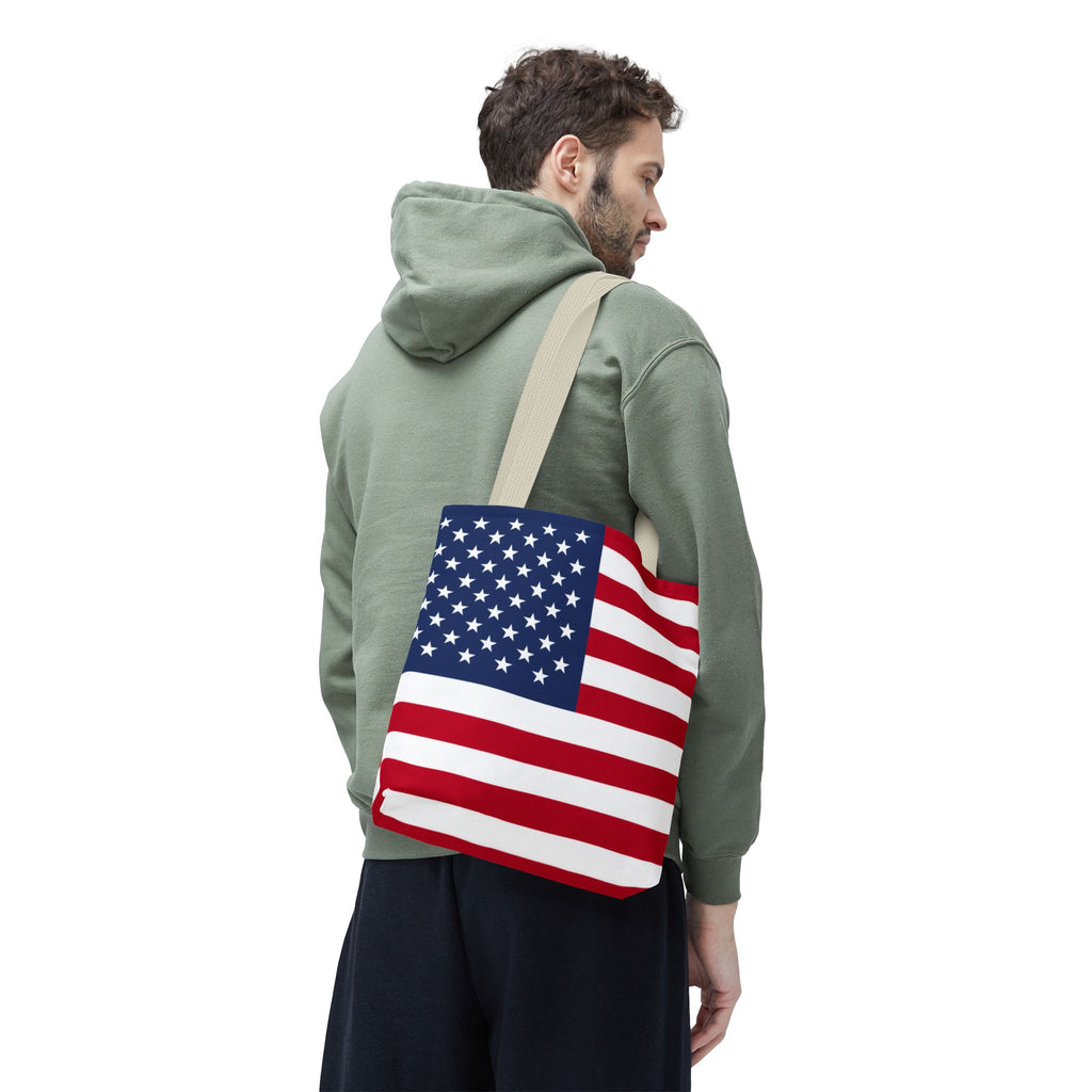American Flag Tote Bag — Patriotic Stars & Stripes All-Over Print