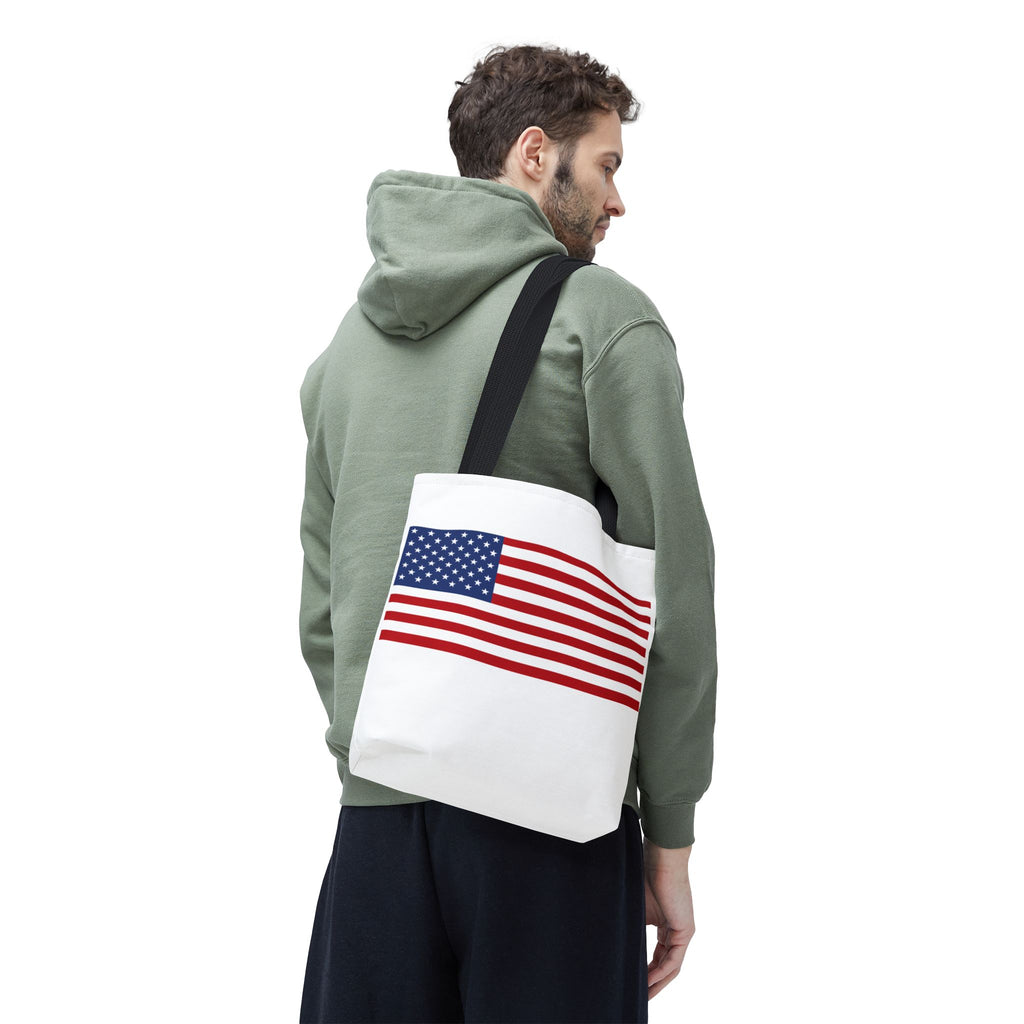American Flag Canvas Tote | USA Patriotic Tote Bag | Reusable Grocery Bag | Beach & Travel Tote | Fourth of July Gift